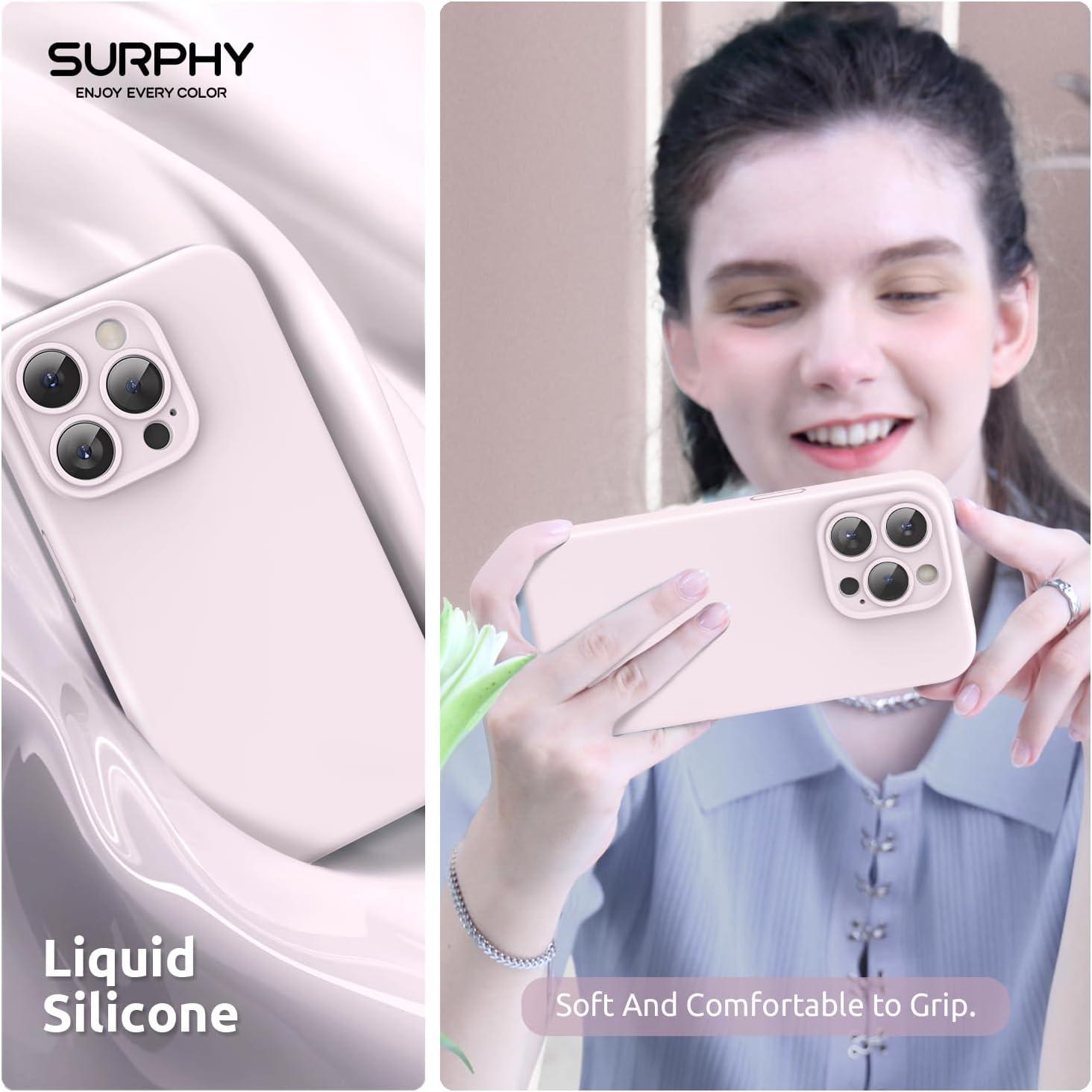 imageSURPHY Designed for iPhone 15 Pro Max Case Compatible with MagSafe 67 inch 2023 with 2 Pack Screen Protector Liquid Silicone Phone Case Camera Protective ampamp Soft Microfiber Lining Cactus GreenChalk Pink