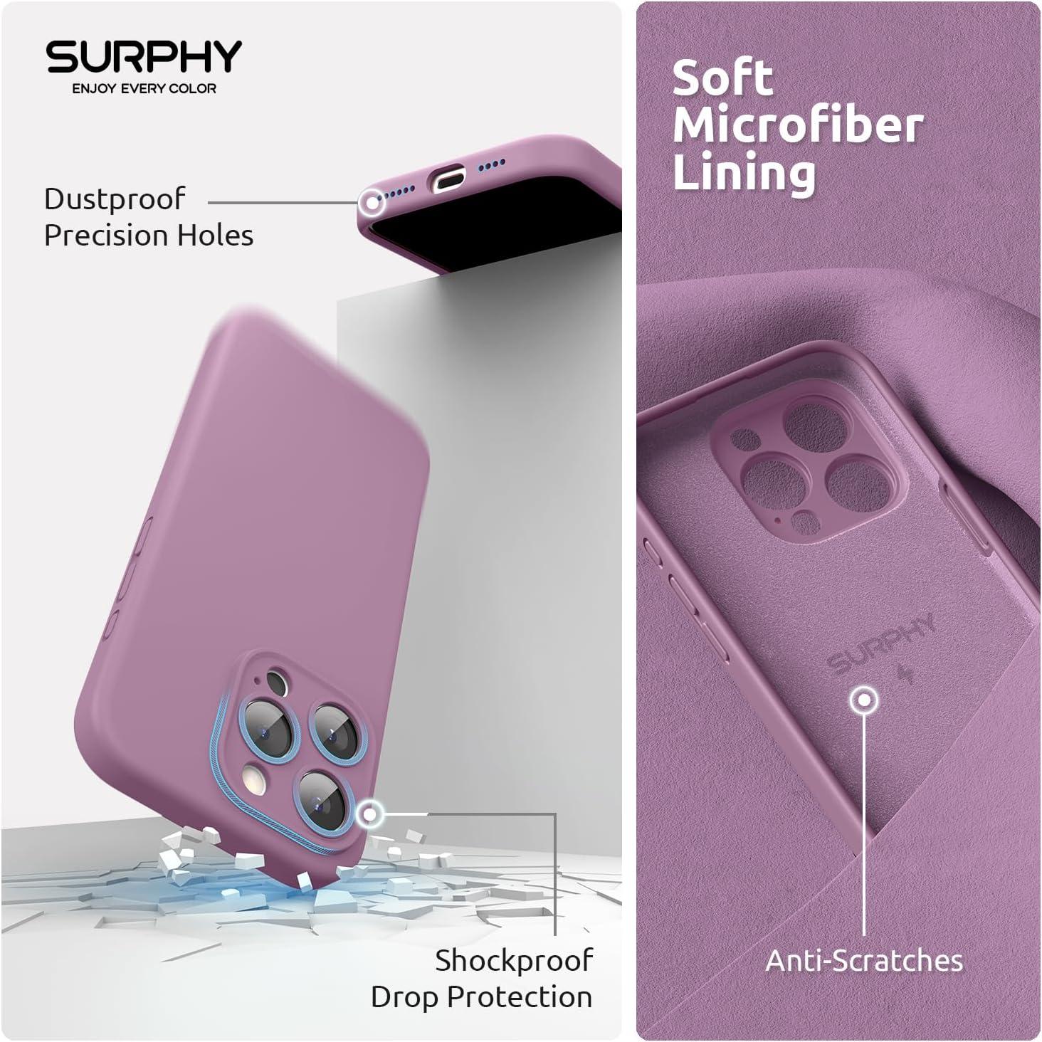 imageSURPHY Designed for iPhone 15 Pro Max Case Compatible with MagSafe 67 inch 2023 with 2 Pack Screen Protector Liquid Silicone Phone Case Camera Protective ampamp Soft Microfiber Lining Cactus GreenLilac Purple