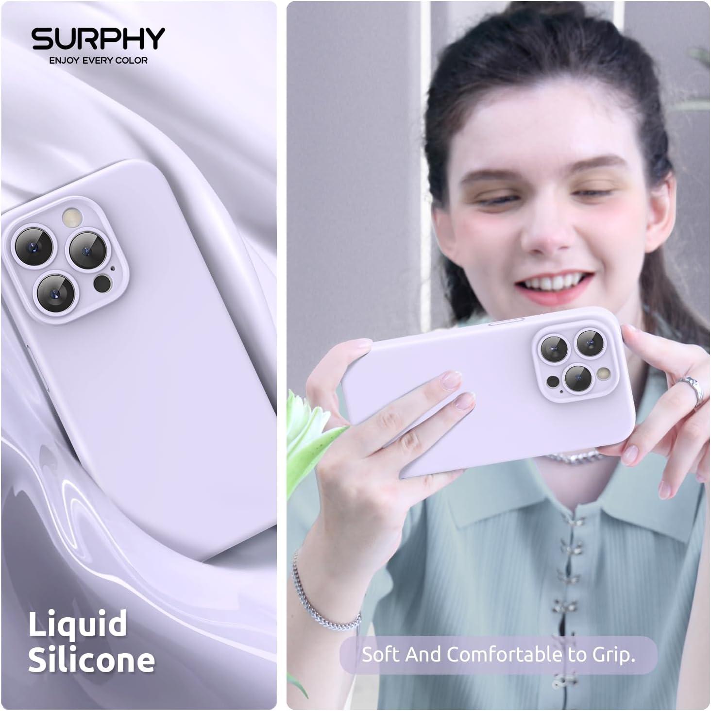 imageSURPHY Designed for iPhone 15 Pro Max Case Compatible with MagSafe 67 inch 2023 with 2 Pack Screen Protector Liquid Silicone Phone Case Camera Protective ampamp Soft Microfiber Lining Cactus GreenLilac