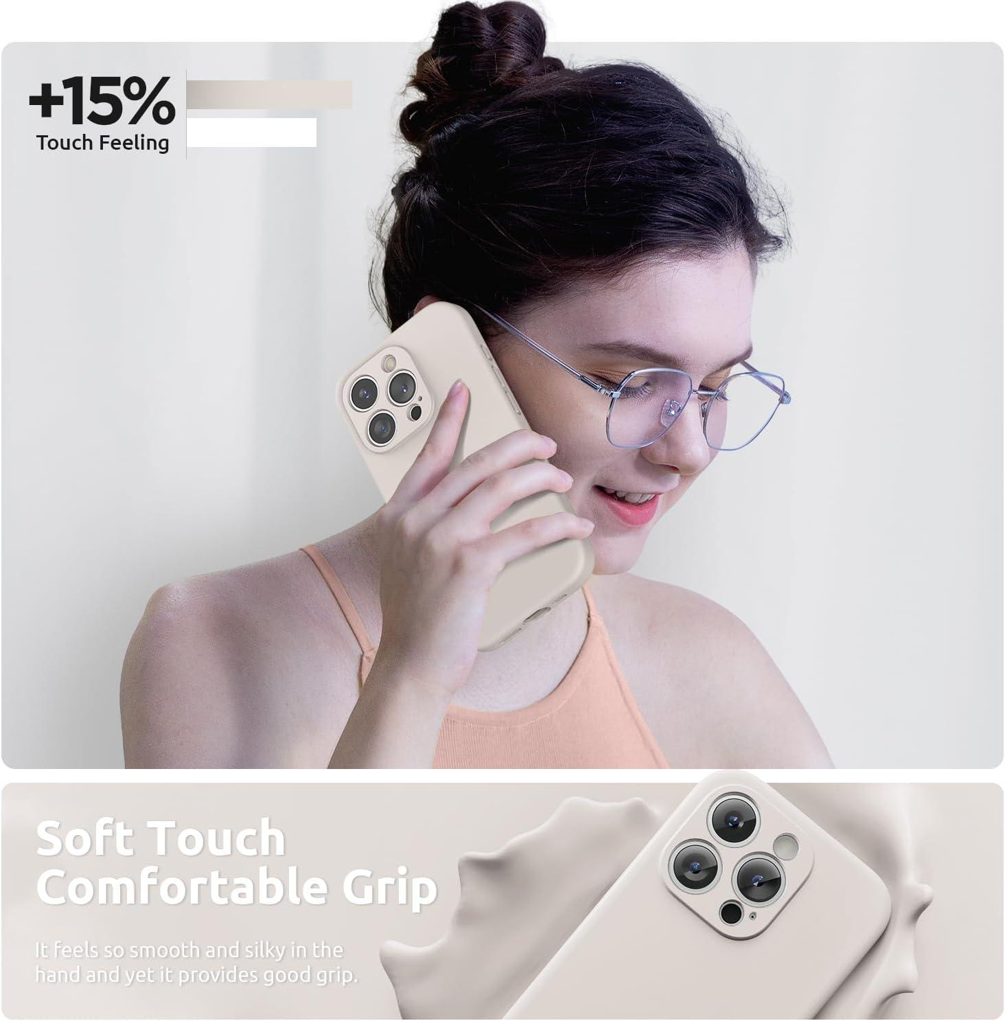 imageSURPHY Designed for iPhone 15 Pro Max Case with Screen Protector and Lanyard Phone Strap and Liquid Silicone Phone Case Camera Protective ampamp Soft Microfiber Lining 67 inch 2023 Lilac PurpleStone