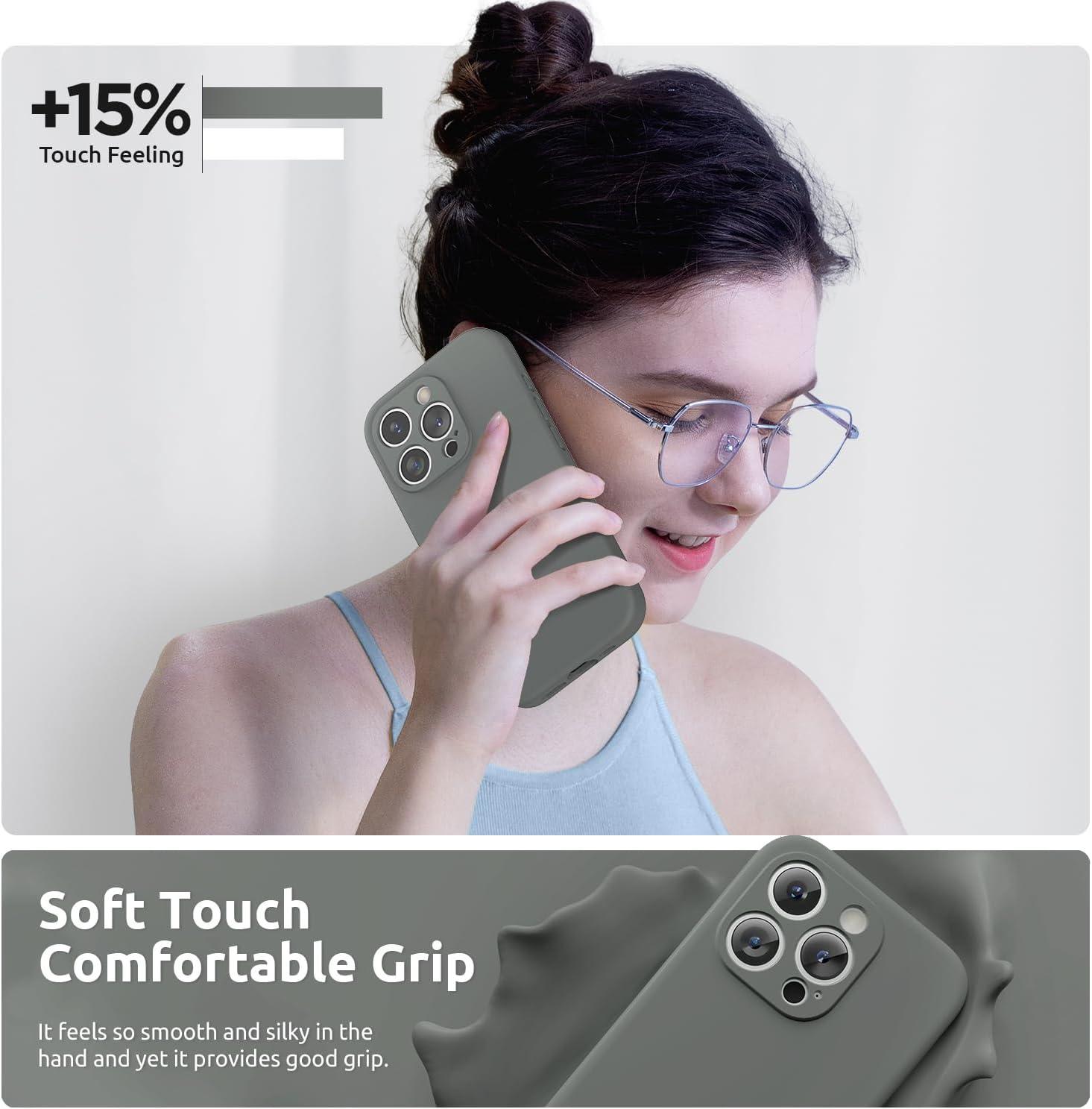 imageSURPHY Designed for iPhone 15 Pro Max Case with Screen Protector and Lanyard Phone Strap and Liquid Silicone Phone Case Camera Protective ampamp Soft Microfiber Lining 67 inch 2023 Lilac PurpleSpace Gray