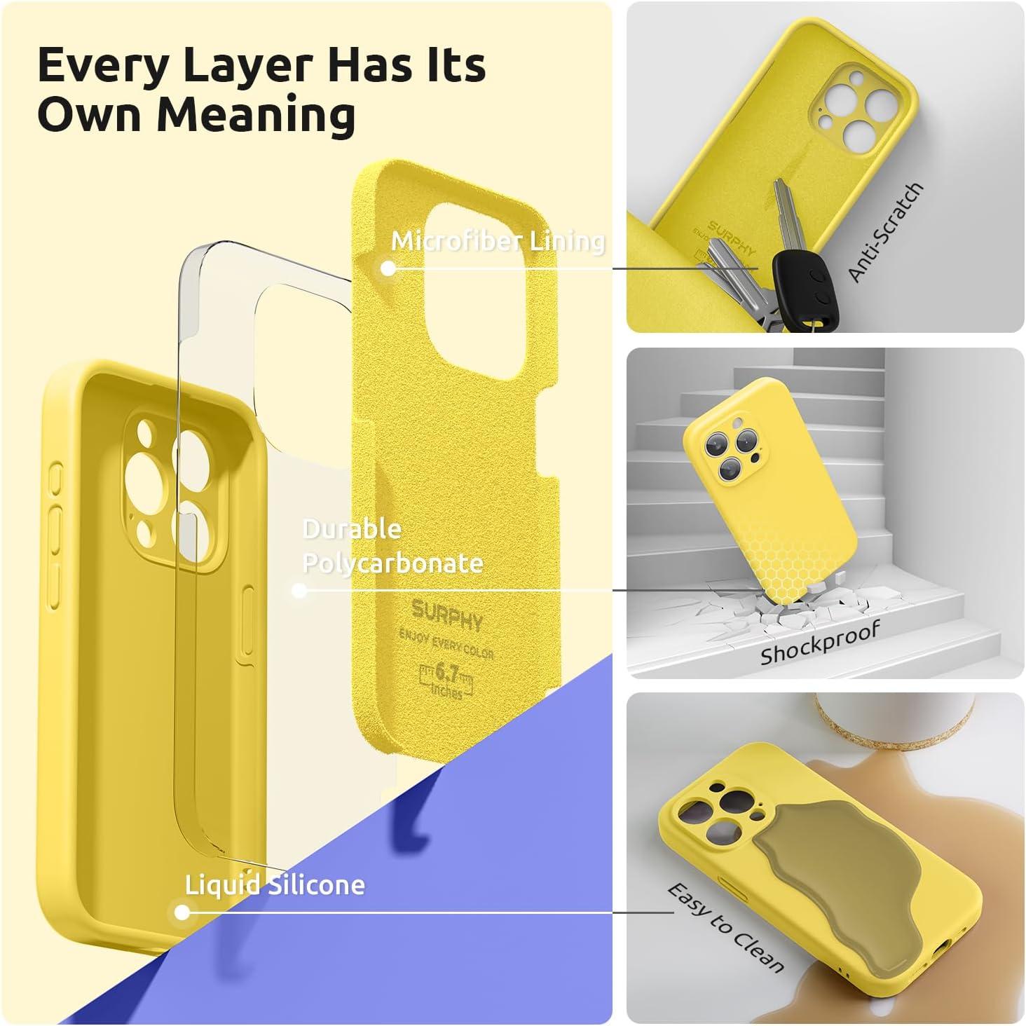 imageSURPHY Designed for iPhone 15 Pro Max Case with Screen Protector and Lanyard Phone Strap and Liquid Silicone Phone Case Camera Protective ampamp Soft Microfiber Lining 67 inch 2023 Lilac PurpleSunshine