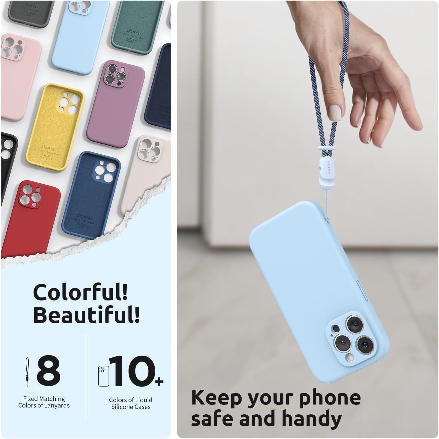 imageSURPHY Designed for iPhone 15 Pro Max Case with Screen Protector and Lanyard Phone Strap and Liquid Silicone Phone Case Camera Protective ampamp Soft Microfiber Lining 67 inch 2023 Lilac PurpleLight Blue