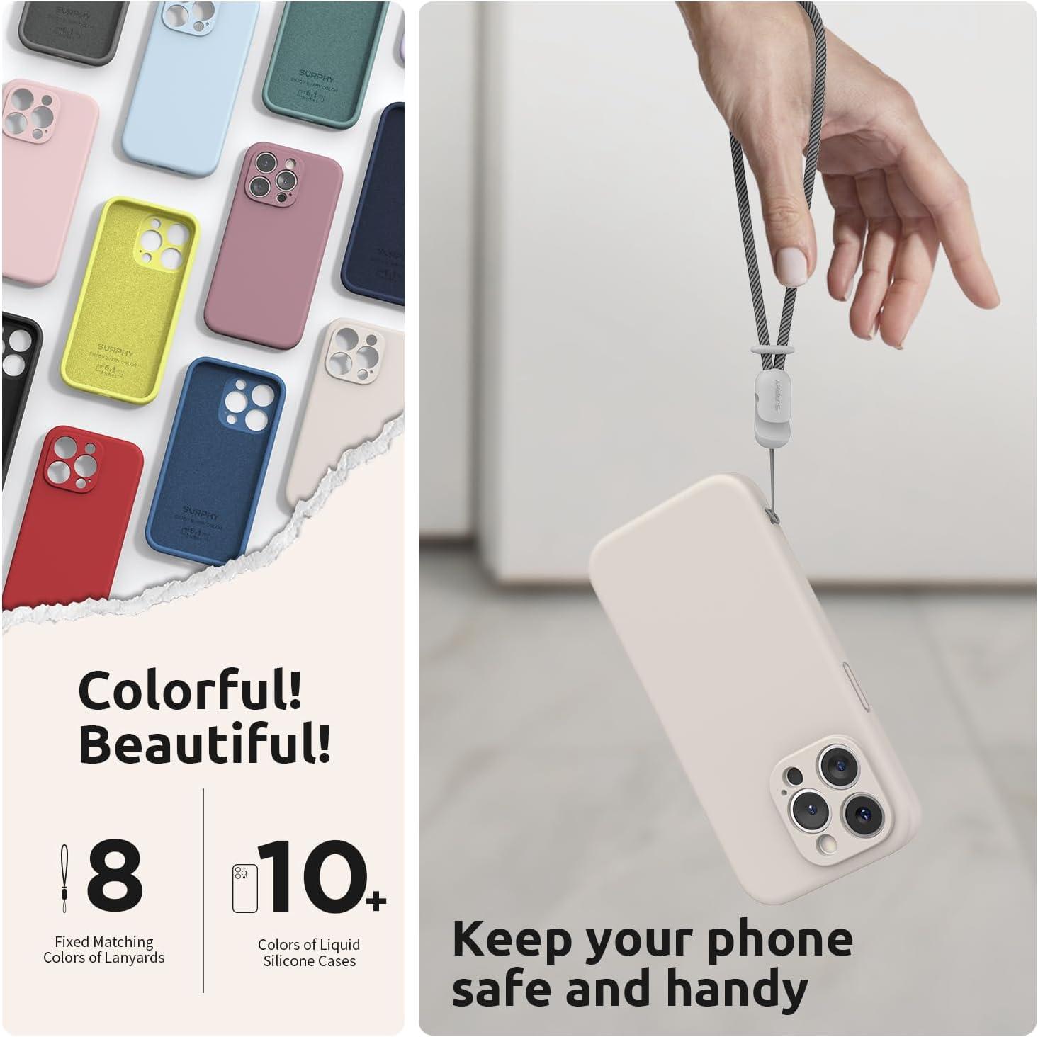 imageSURPHY Designed for iPhone 15 Pro Max Case with Screen Protector and Lanyard Phone Strap and Liquid Silicone Phone Case Camera Protective ampamp Soft Microfiber Lining 67 inch 2023 Lilac PurpleStone