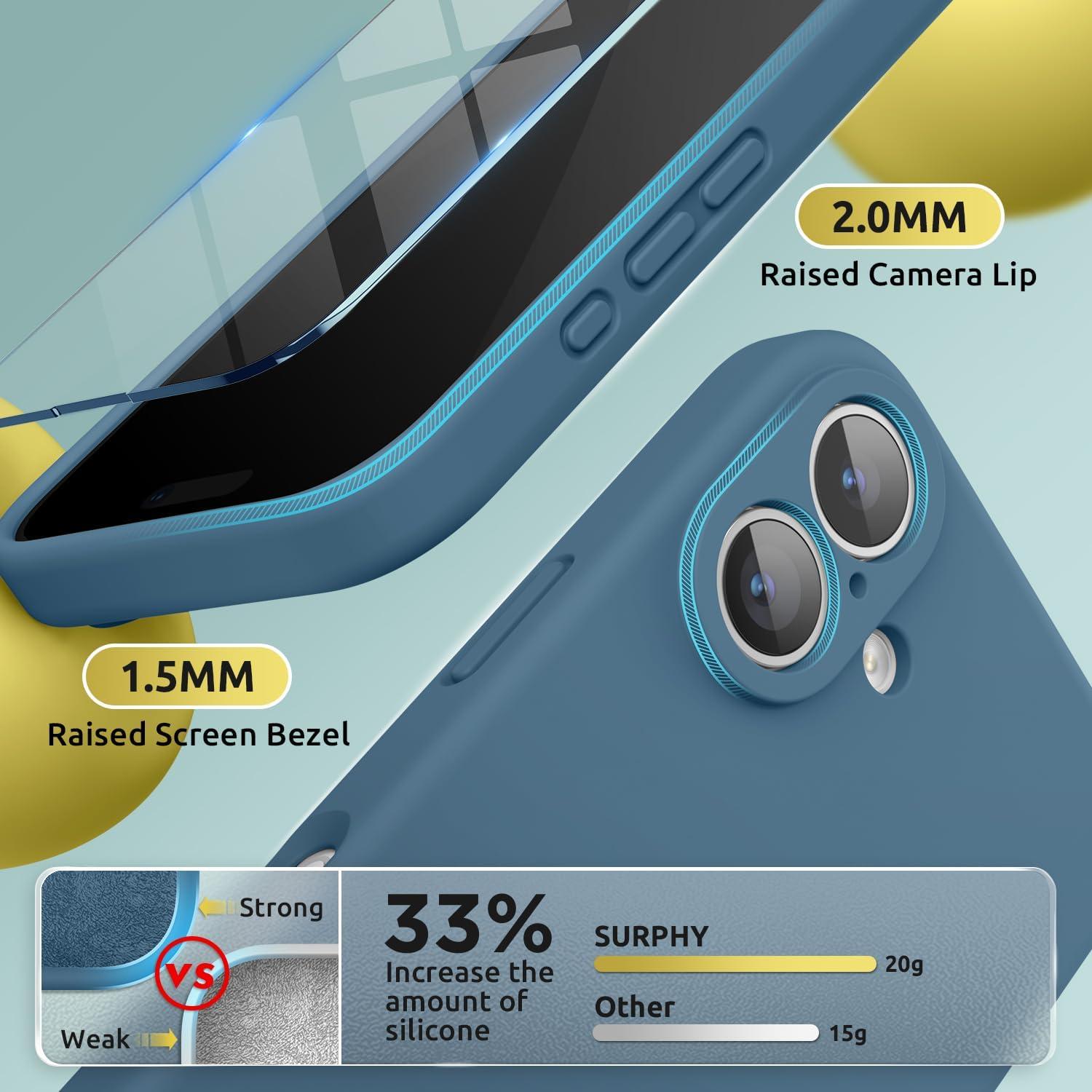 imageSURPHY Designed for iPhone 16 Case Compatible with MagSafe 61 inch 2024 with Screen Protector Liquid Silicone Phone Case Camera Protective Soft Microfiber Lining BlackLake Green