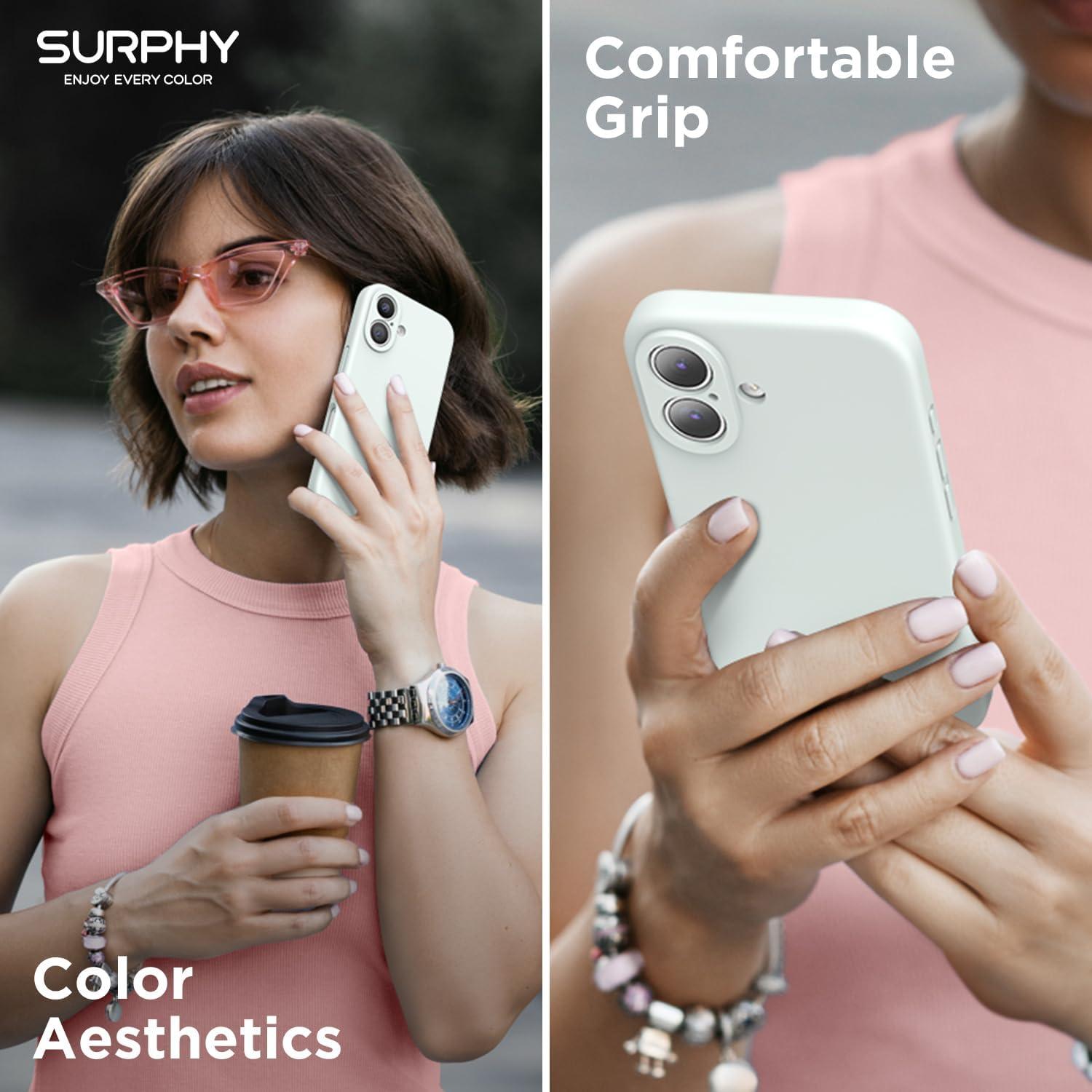 imageSURPHY Designed for iPhone 16 Plus Case Compatible with MagSafe 67 inch 2024 with Screen Protector Liquid Silicone Phone Case Camera Protective Soft Microfiber Lining Soft MintSoft Mint