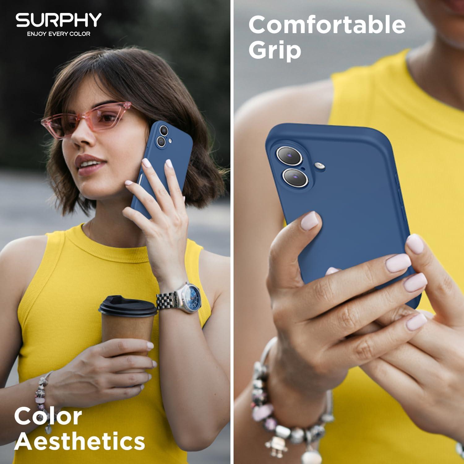 imageSURPHY Designed for iPhone 16 Plus Case Compatible with MagSafe 67 inch 2024 with Screen Protector Liquid Silicone Phone Case Camera Protective Soft Microfiber Lining Soft MintBlue Jay