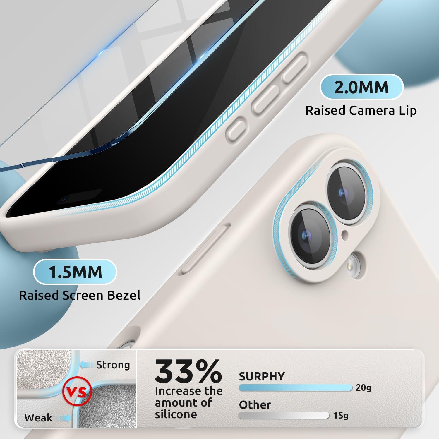 imageSURPHY Designed for iPhone 16 Plus Case Compatible with MagSafe 67 inch 2024 with Screen Protector Liquid Silicone Phone Case Camera Protective Soft Microfiber Lining Soft MintStone