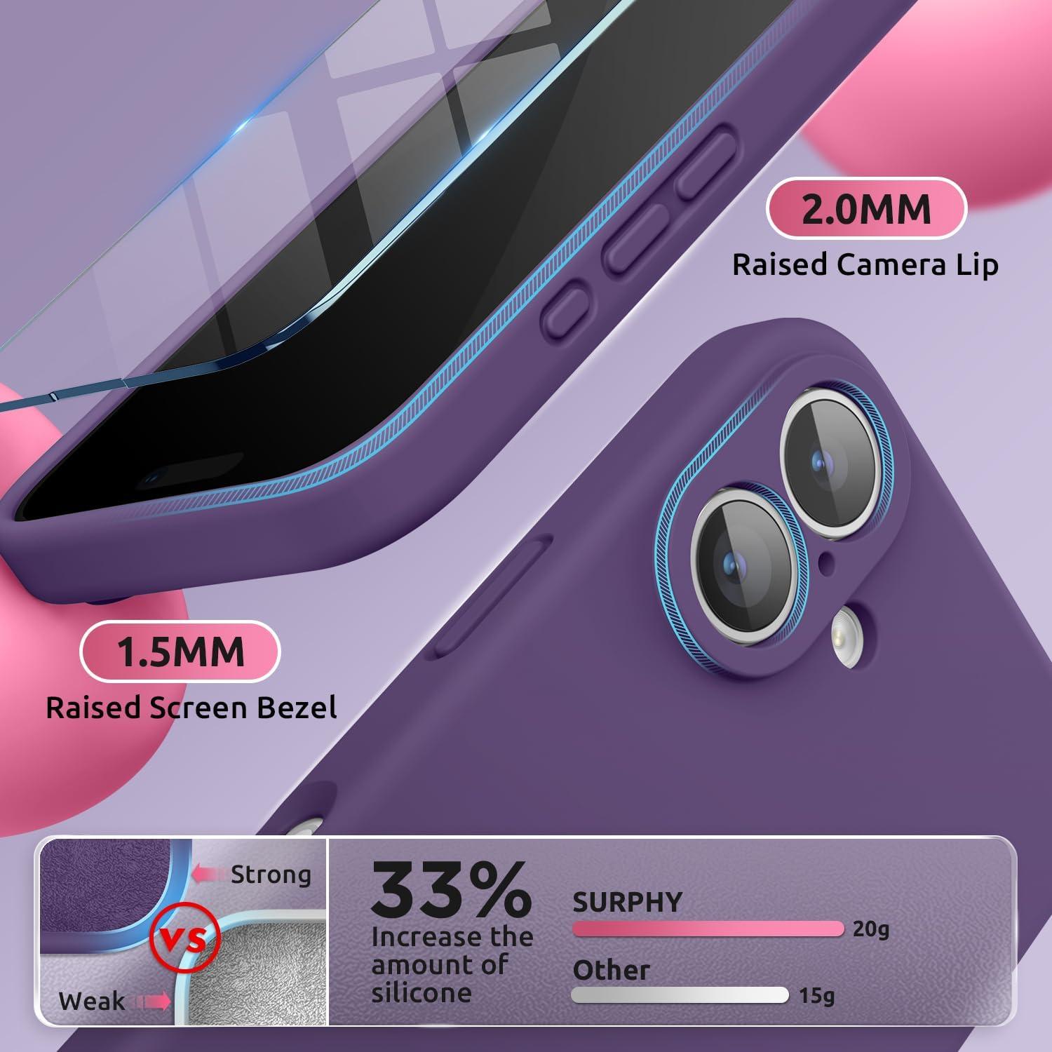 imageSURPHY Designed for iPhone 16 Plus Case Compatible with MagSafe 67 inch 2024 with Screen Protector Liquid Silicone Phone Case Camera Protective Soft Microfiber Lining Soft MintPlum