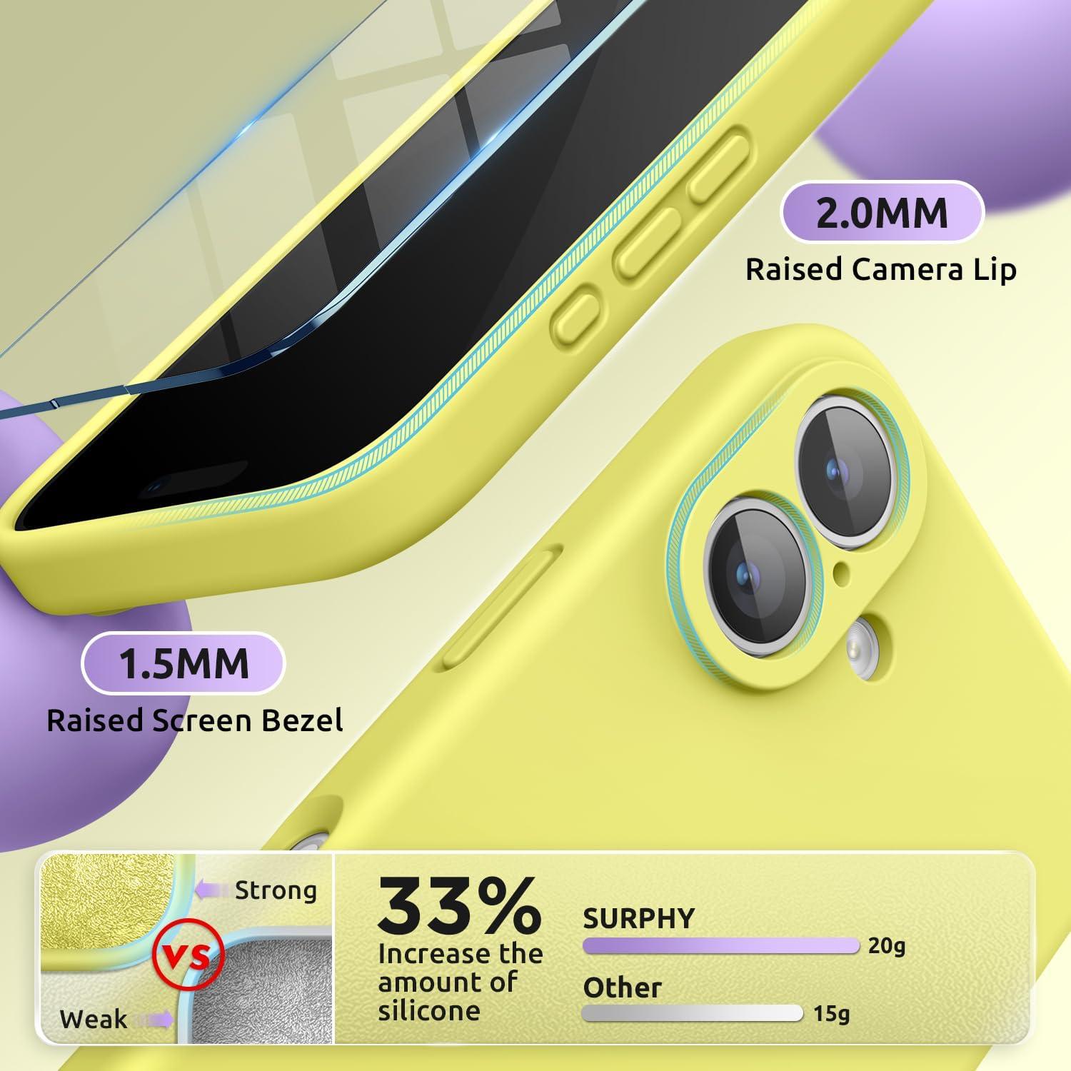 imageSURPHY Designed for iPhone 16 Plus Case Compatible with MagSafe 67 inch 2024 with Screen Protector Liquid Silicone Phone Case Camera Protective Soft Microfiber Lining Soft MintYellow