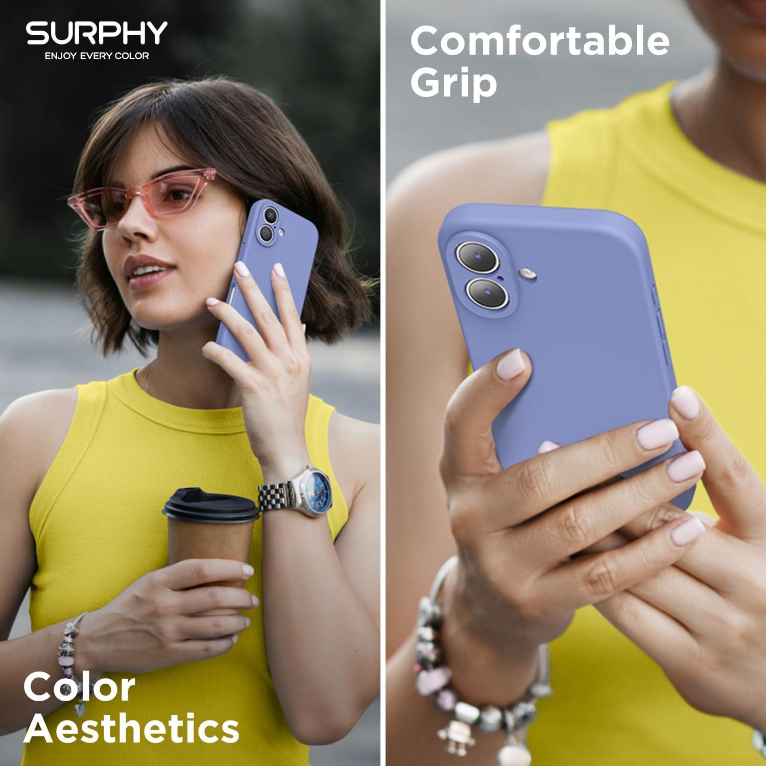 imageSURPHY Designed for iPhone 16 Plus Case Compatible with MagSafe 67 inch 2024 with Screen Protector Liquid Silicone Phone Case Camera Protective Soft Microfiber Lining Soft MintLavender Gray