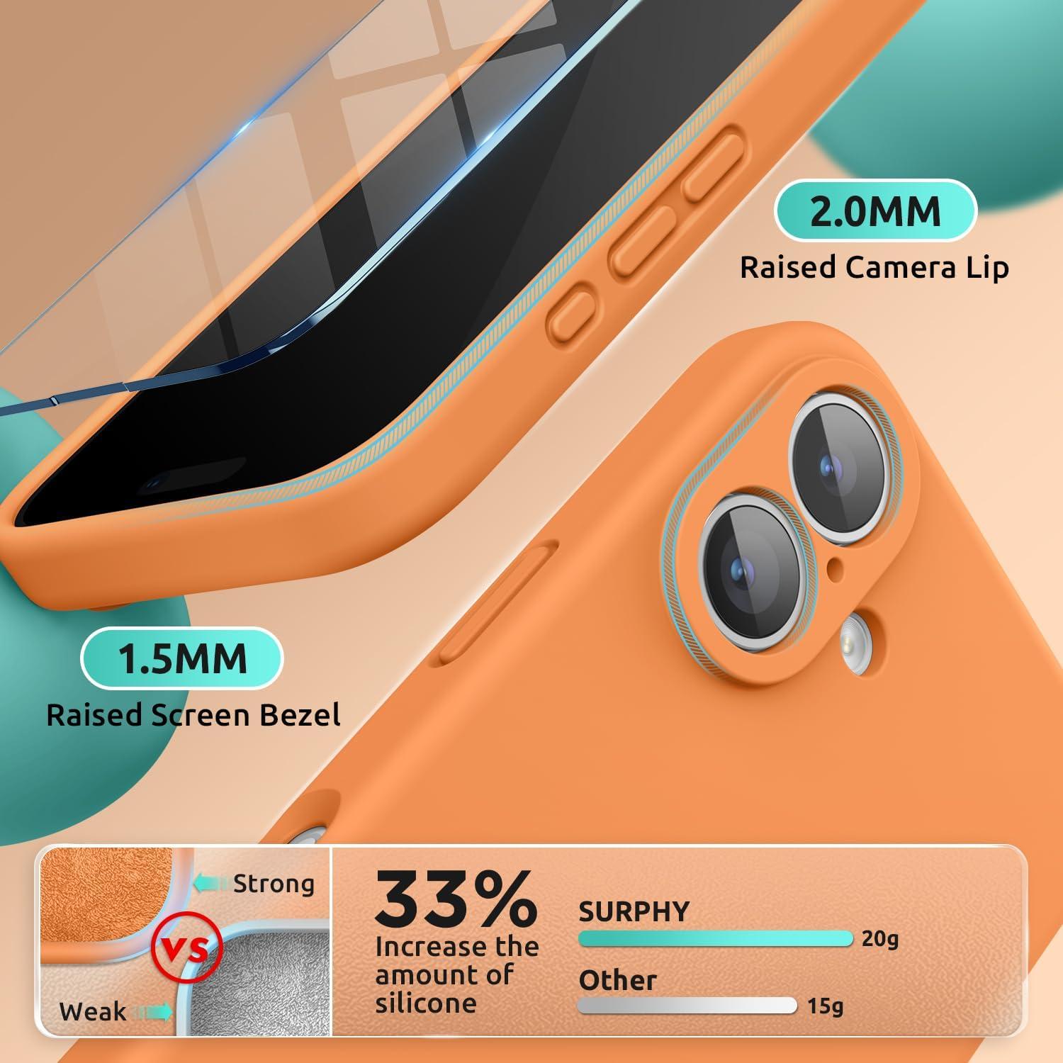 imageSURPHY Designed for iPhone 16 Plus Case Compatible with MagSafe 67 inch 2024 with Screen Protector Liquid Silicone Phone Case Camera Protective Soft Microfiber Lining Soft MintMarigold Orange