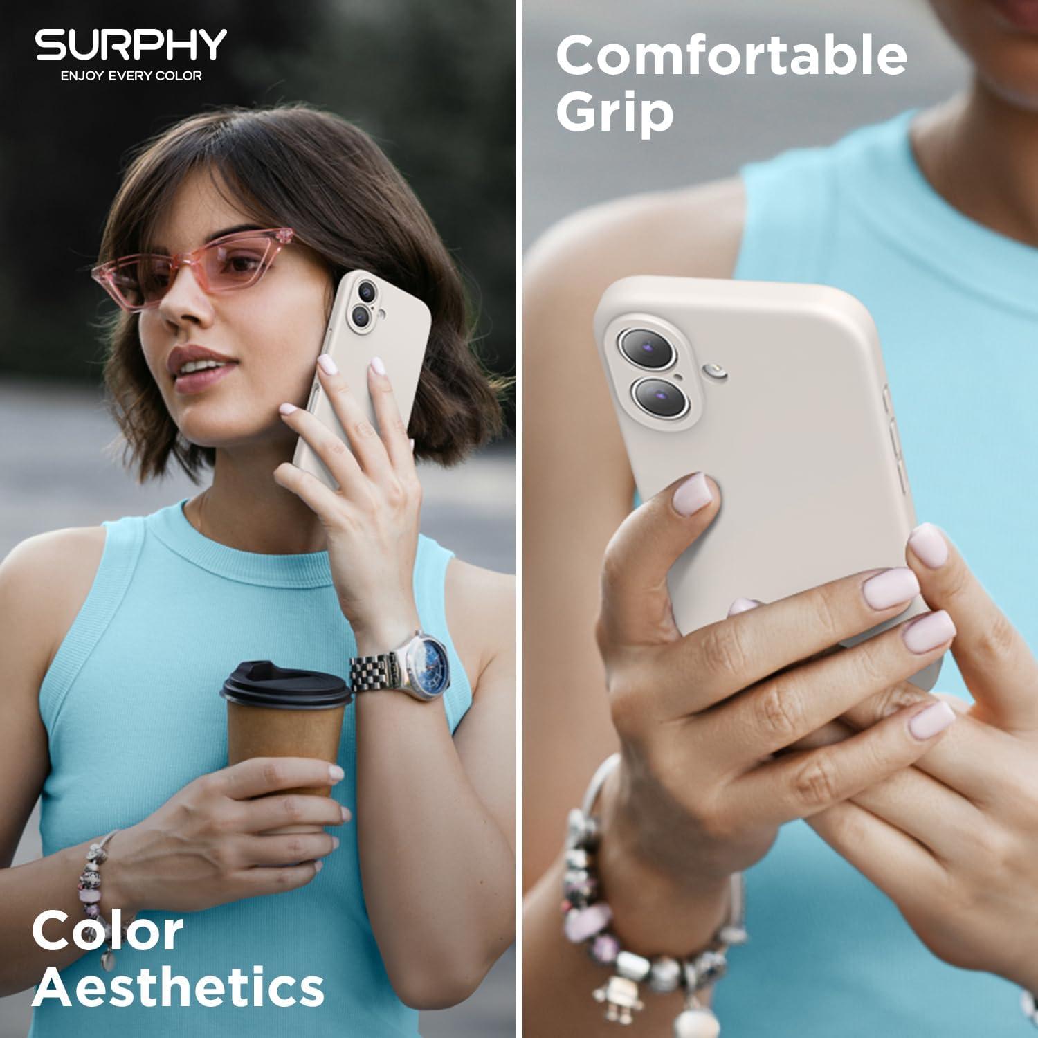 imageSURPHY Designed for iPhone 16 Plus Case Compatible with MagSafe 67 inch 2024 with Screen Protector Liquid Silicone Phone Case Camera Protective Soft Microfiber Lining Soft MintStone