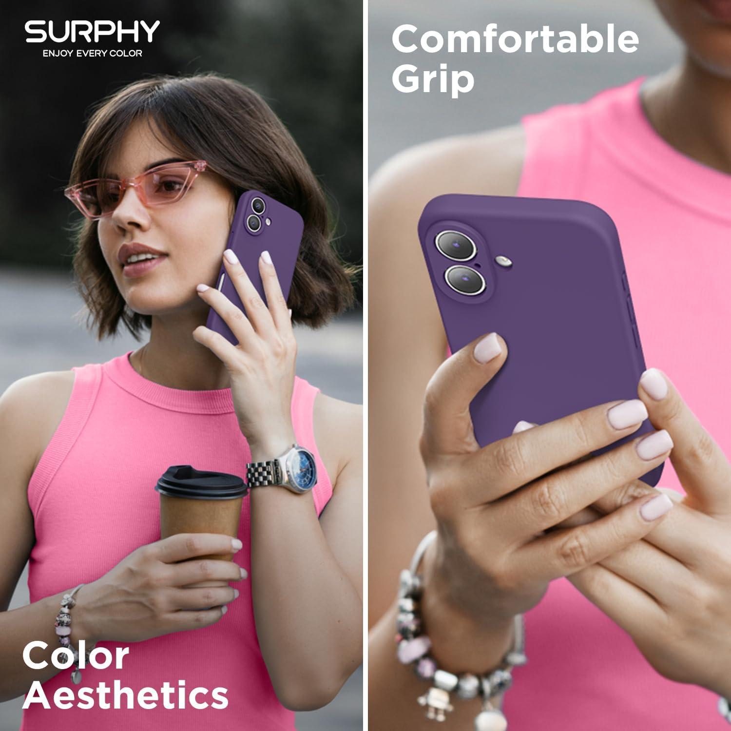 imageSURPHY Designed for iPhone 16 Plus Case Compatible with MagSafe 67 inch 2024 with Screen Protector Liquid Silicone Phone Case Camera Protective Soft Microfiber Lining Soft MintPlum