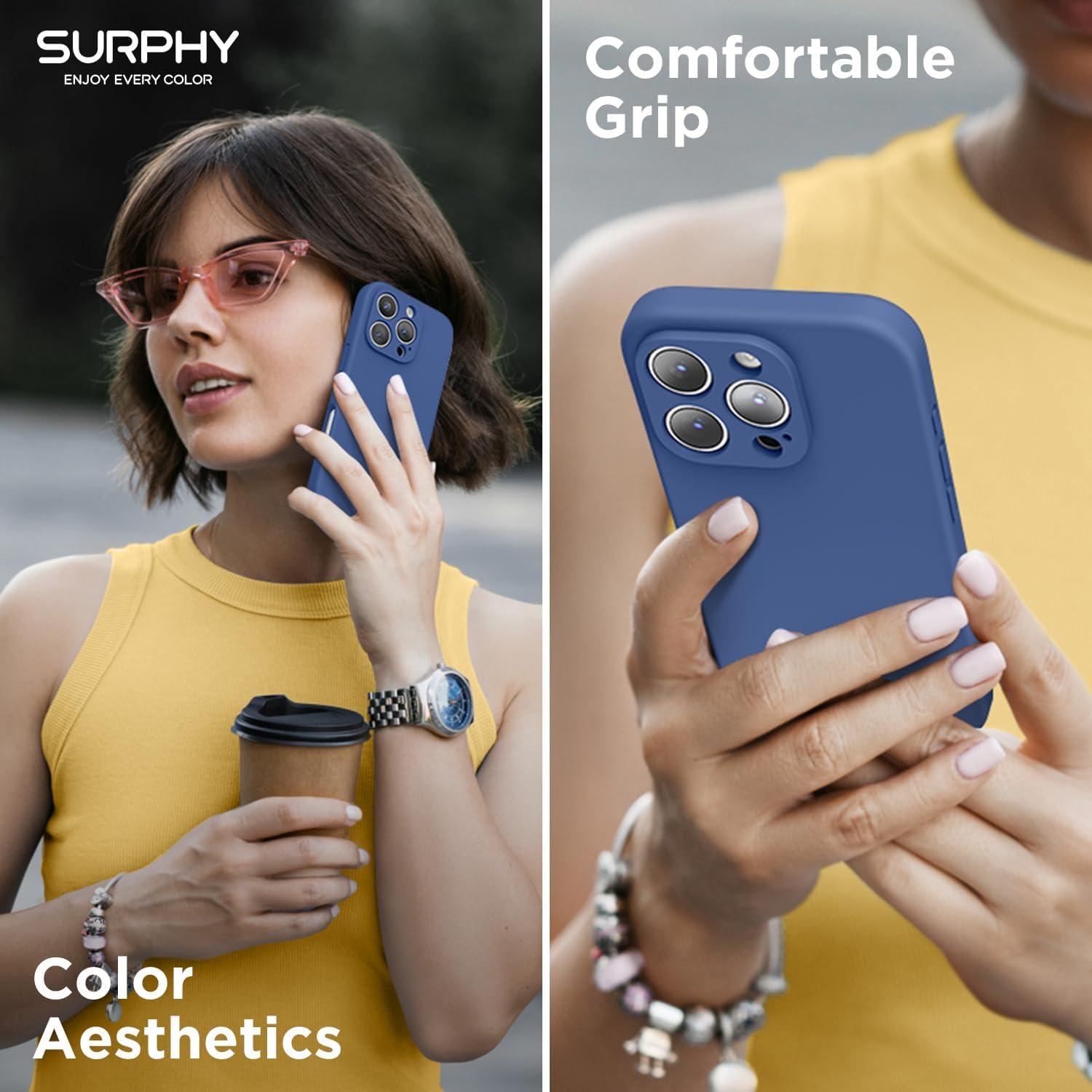 imageSURPHY Designed for iPhone 16 Pro Case Compatible with MagSafe 63 inch 2024 Liquid Silicone Phone Case Camera Protective Soft Microfiber Lining PinkDenim