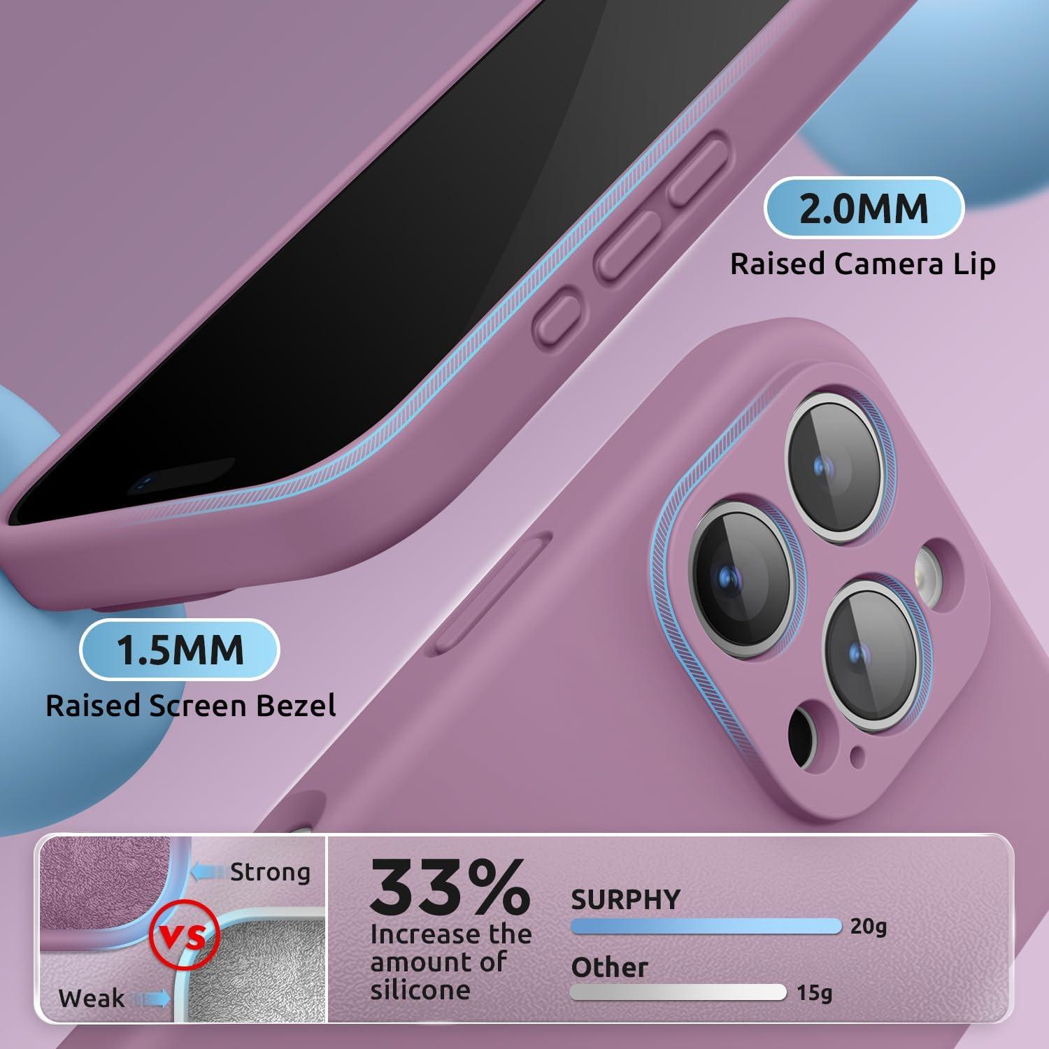 imageSURPHY Designed for iPhone 16 Pro Case Compatible with MagSafe 63 inch 2024 Liquid Silicone Phone Case Camera Protective Soft Microfiber Lining PinkLilac Purple