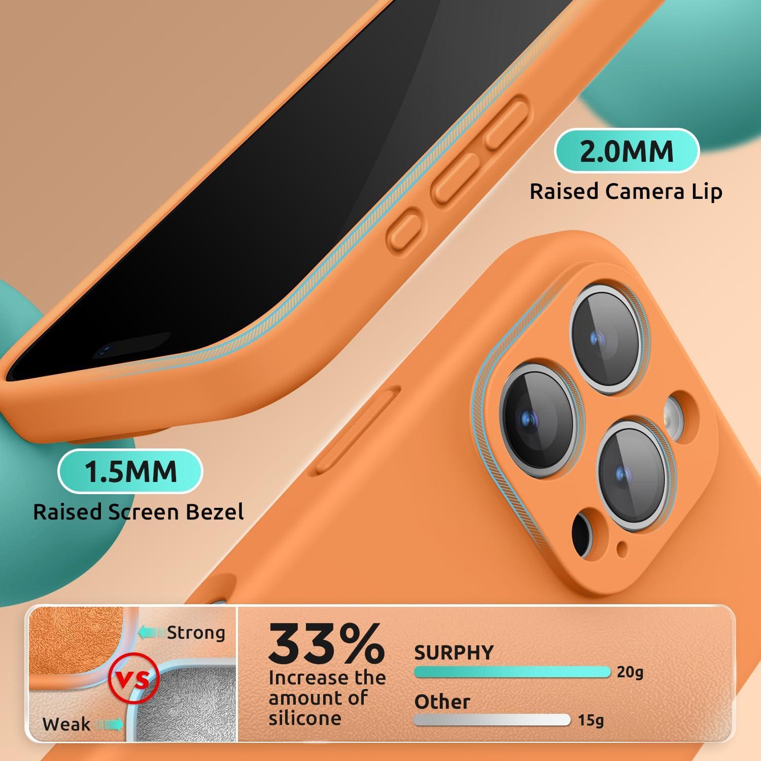imageSURPHY Designed for iPhone 16 Pro Case Compatible with MagSafe 63 inch 2024 Liquid Silicone Phone Case Camera Protective Soft Microfiber Lining PinkMarigold Orange