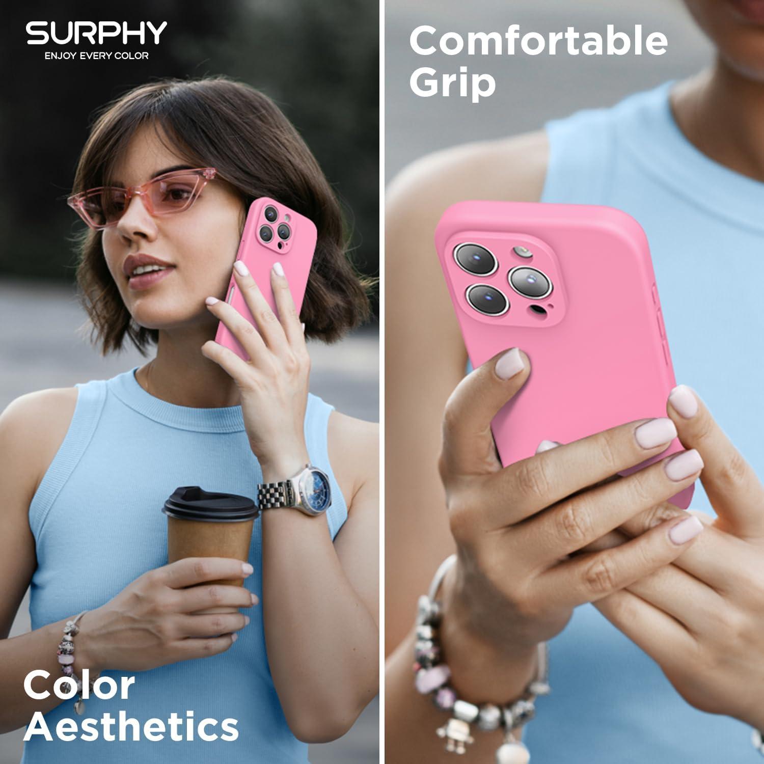 imageSURPHY Designed for iPhone 16 Pro Case Compatible with MagSafe 63 inch 2024 Liquid Silicone Phone Case Camera Protective Soft Microfiber Lining PinkPink