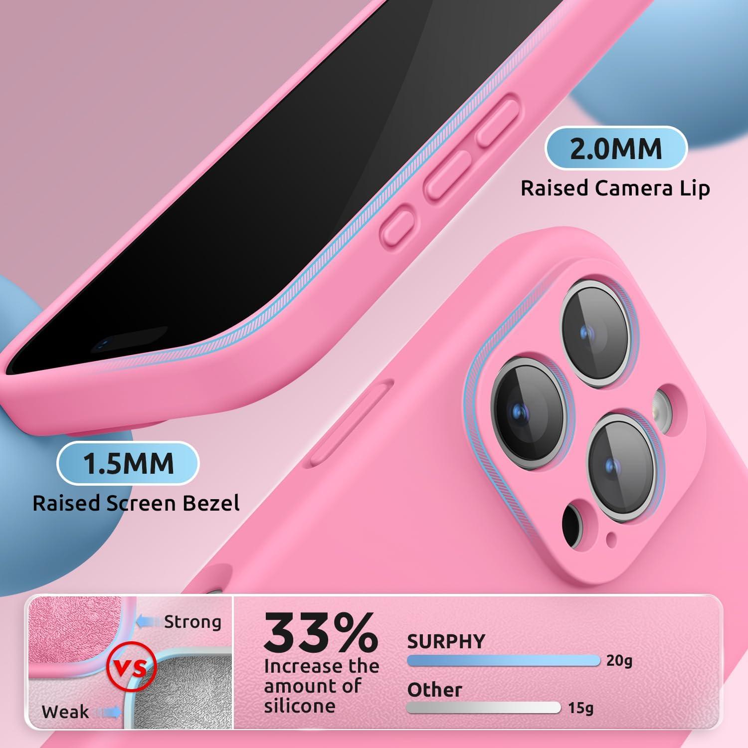 imageSURPHY Designed for iPhone 16 Pro Case Compatible with MagSafe 63 inch 2024 Liquid Silicone Phone Case Camera Protective Soft Microfiber Lining PinkPink
