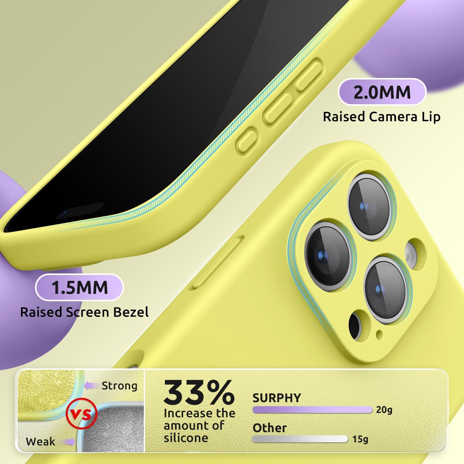 imageSURPHY Designed for iPhone 16 Pro Case Compatible with MagSafe 63 inch 2024 Liquid Silicone Phone Case Camera Protective Soft Microfiber Lining PinkYellow