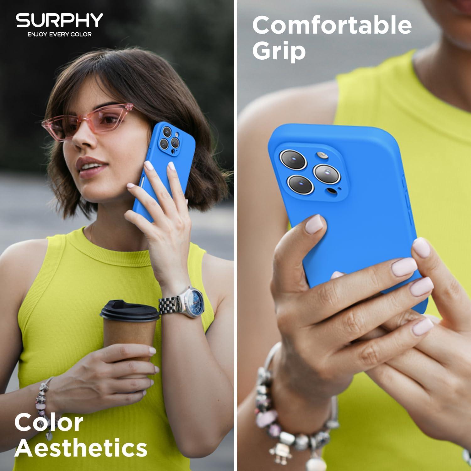 imageSURPHY Designed for iPhone 16 Pro Max Case Compatible with MagSafe 69 inch 2024 Liquid Silicone Phone Case Camera Protective Soft Microfiber Lining RedBlue