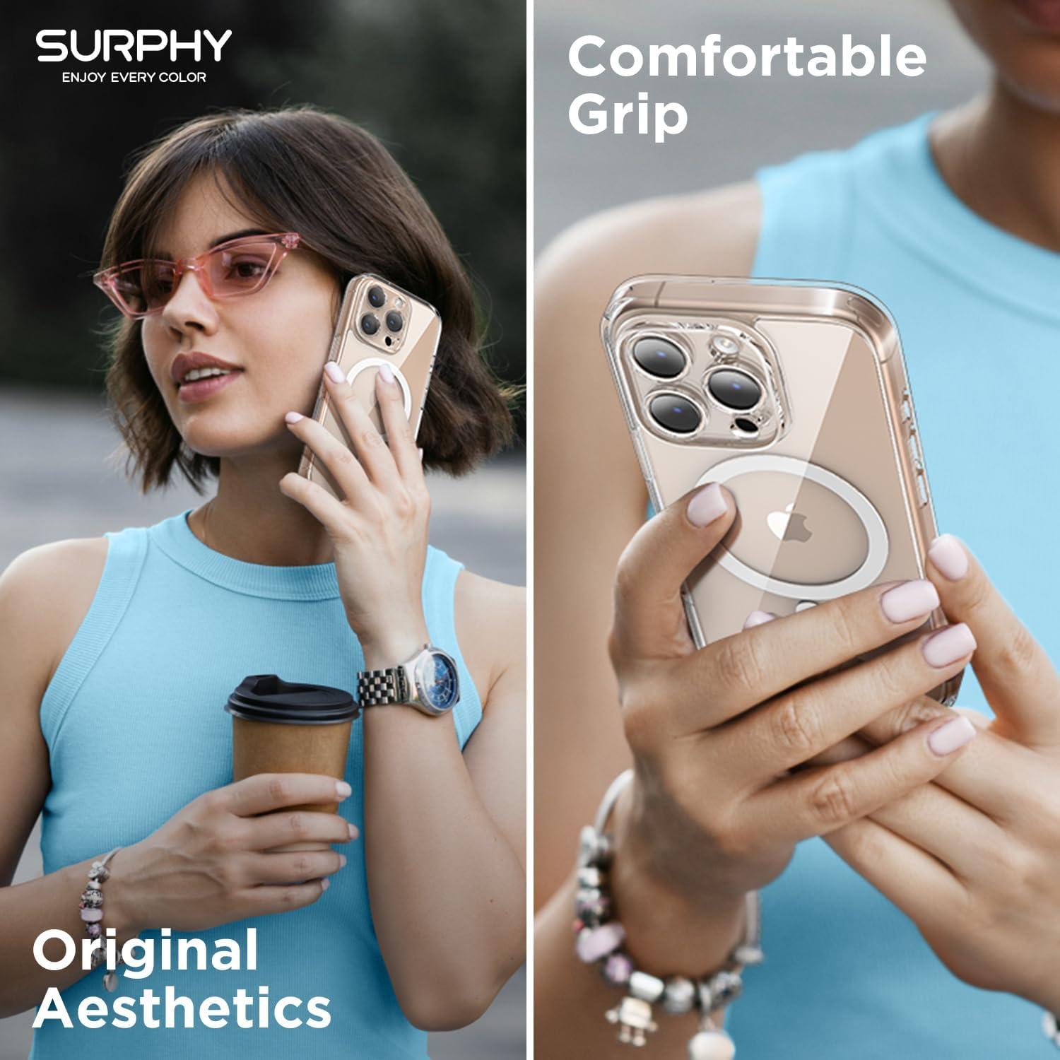 imageSURPHY Designed for iPhone 16 Pro Max Case Compatible with MagSafe 69 inch 2024 Liquid Silicone Phone Case Camera Protective Soft Microfiber Lining RedClear