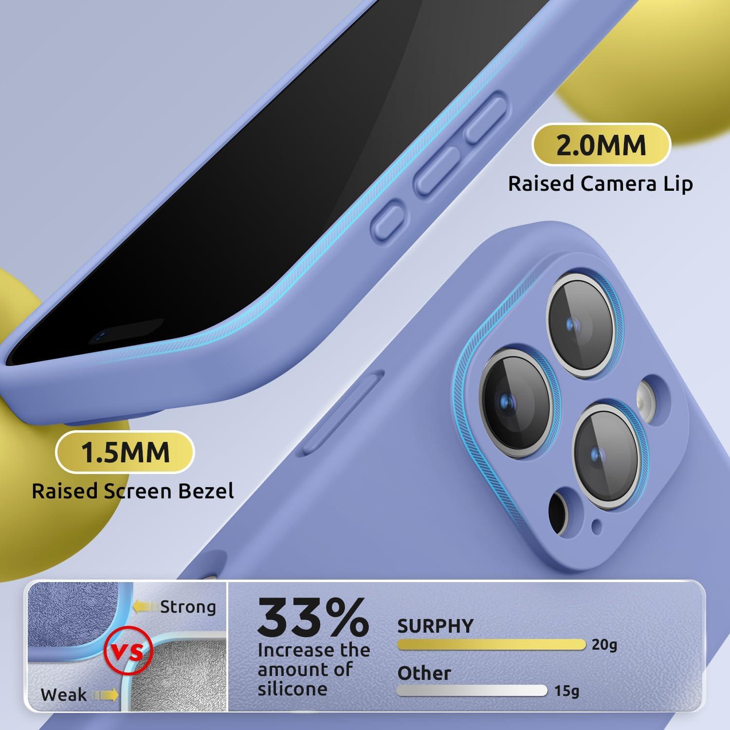 imageSURPHY Designed for iPhone 16 Pro Max Case Compatible with MagSafe 69 inch 2024 Liquid Silicone Phone Case Camera Protective Soft Microfiber Lining RedLavender Gray