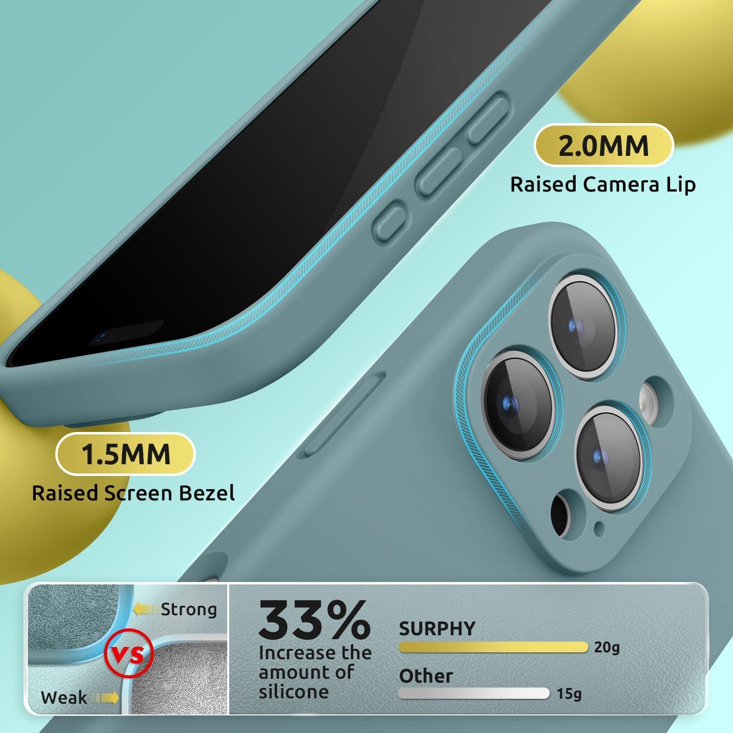 imageSURPHY Designed for iPhone 16 Pro Max Case Compatible with MagSafe 69 inch 2024 Liquid Silicone Phone Case Camera Protective Soft Microfiber Lining RedCactus Green