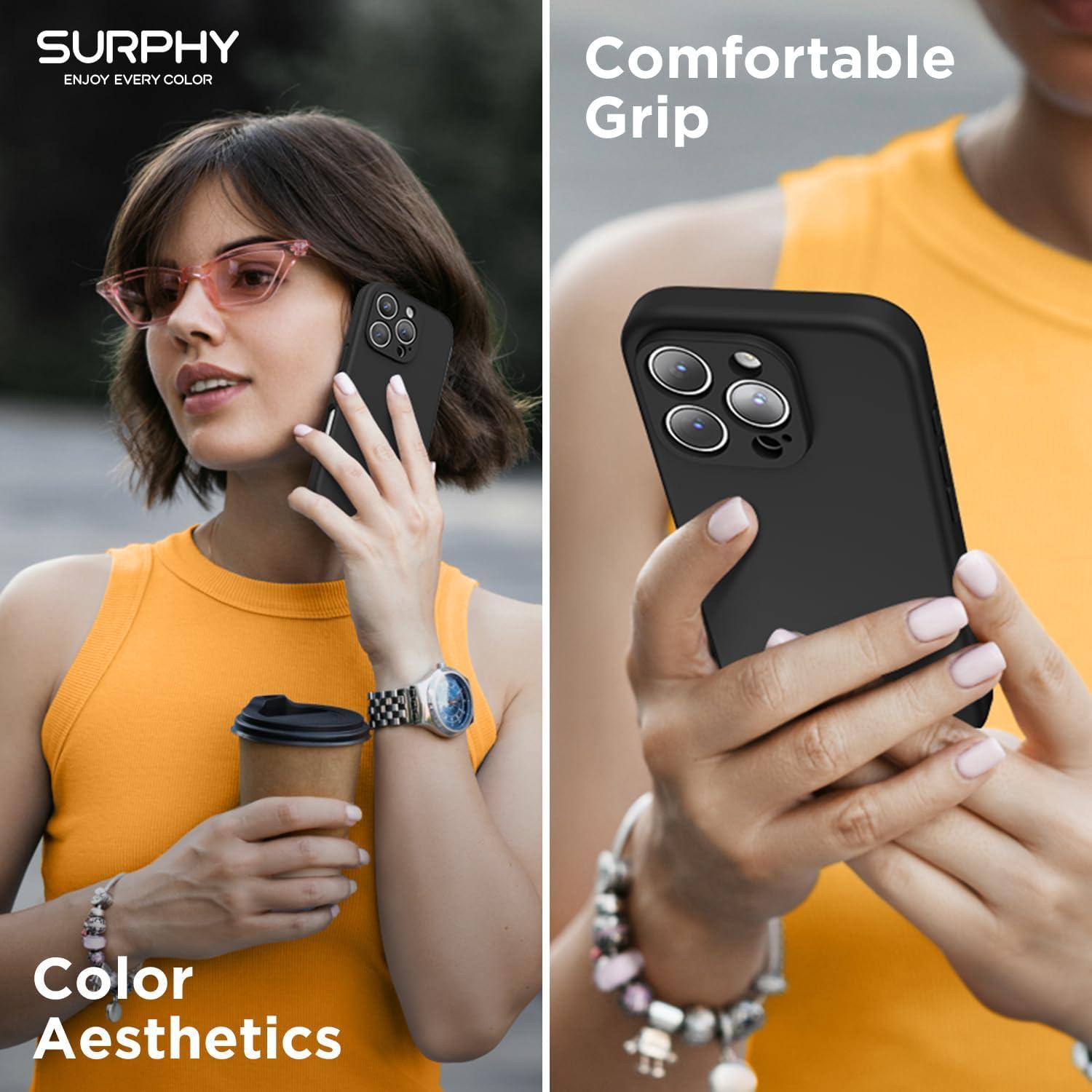 imageSURPHY Designed for iPhone 16 Pro Max Case Compatible with MagSafe 69 inch 2024 Liquid Silicone Phone Case Camera Protective Soft Microfiber Lining RedBlack