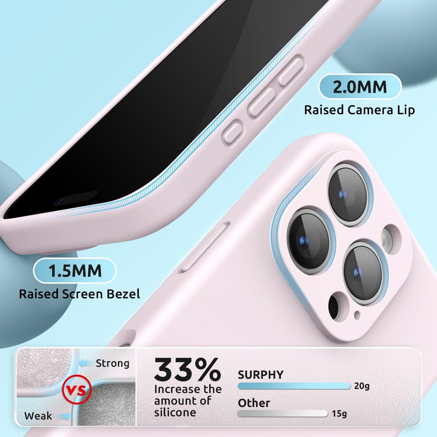 imageSURPHY Designed for iPhone 16 Pro Max Case Compatible with MagSafe 69 inch 2024 Liquid Silicone Phone Case Camera Protective Soft Microfiber Lining RedChalk Pink