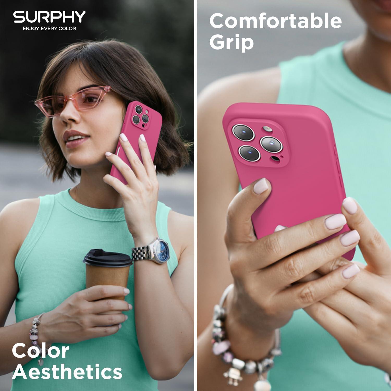 imageSURPHY Designed for iPhone 16 Pro Max Case Compatible with MagSafe 69 inch 2024 Liquid Silicone Phone Case Camera Protective Soft Microfiber Lining RedHibiscus