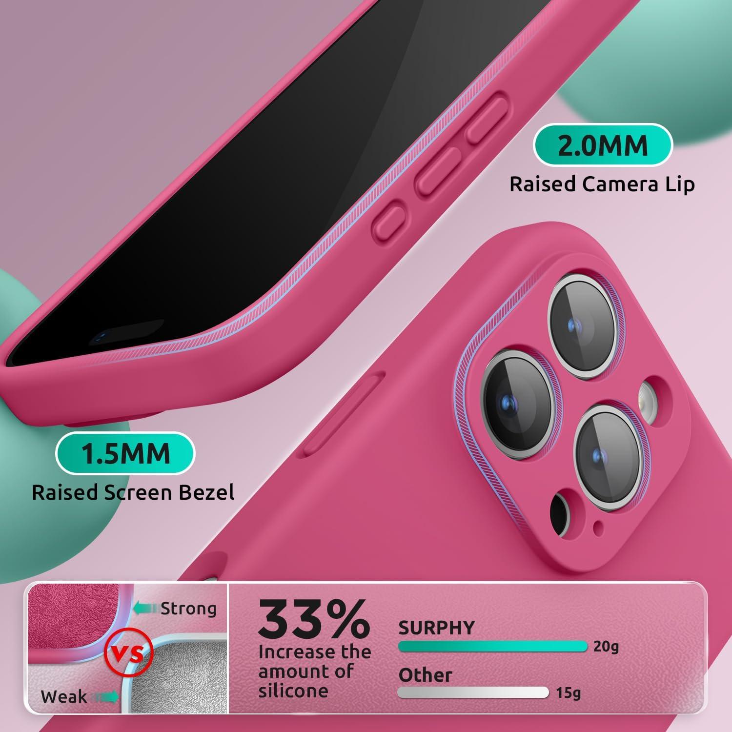 imageSURPHY Designed for iPhone 16 Pro Max Case Compatible with MagSafe 69 inch 2024 Liquid Silicone Phone Case Camera Protective Soft Microfiber Lining RedHibiscus