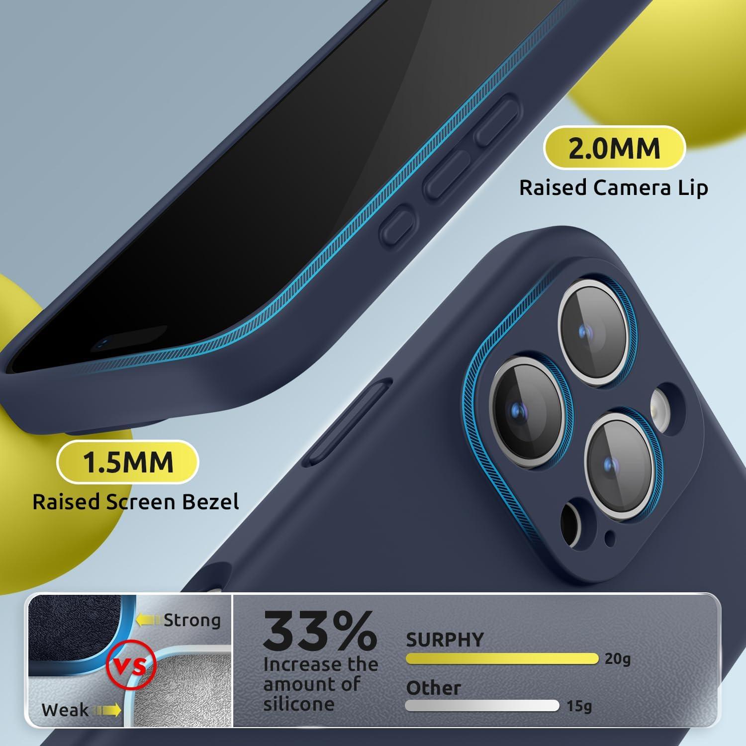 imageSURPHY Designed for iPhone 16 Pro Max Case Compatible with MagSafe 69 inch 2024 Liquid Silicone Phone Case Camera Protective Soft Microfiber Lining RedMidnight Blue