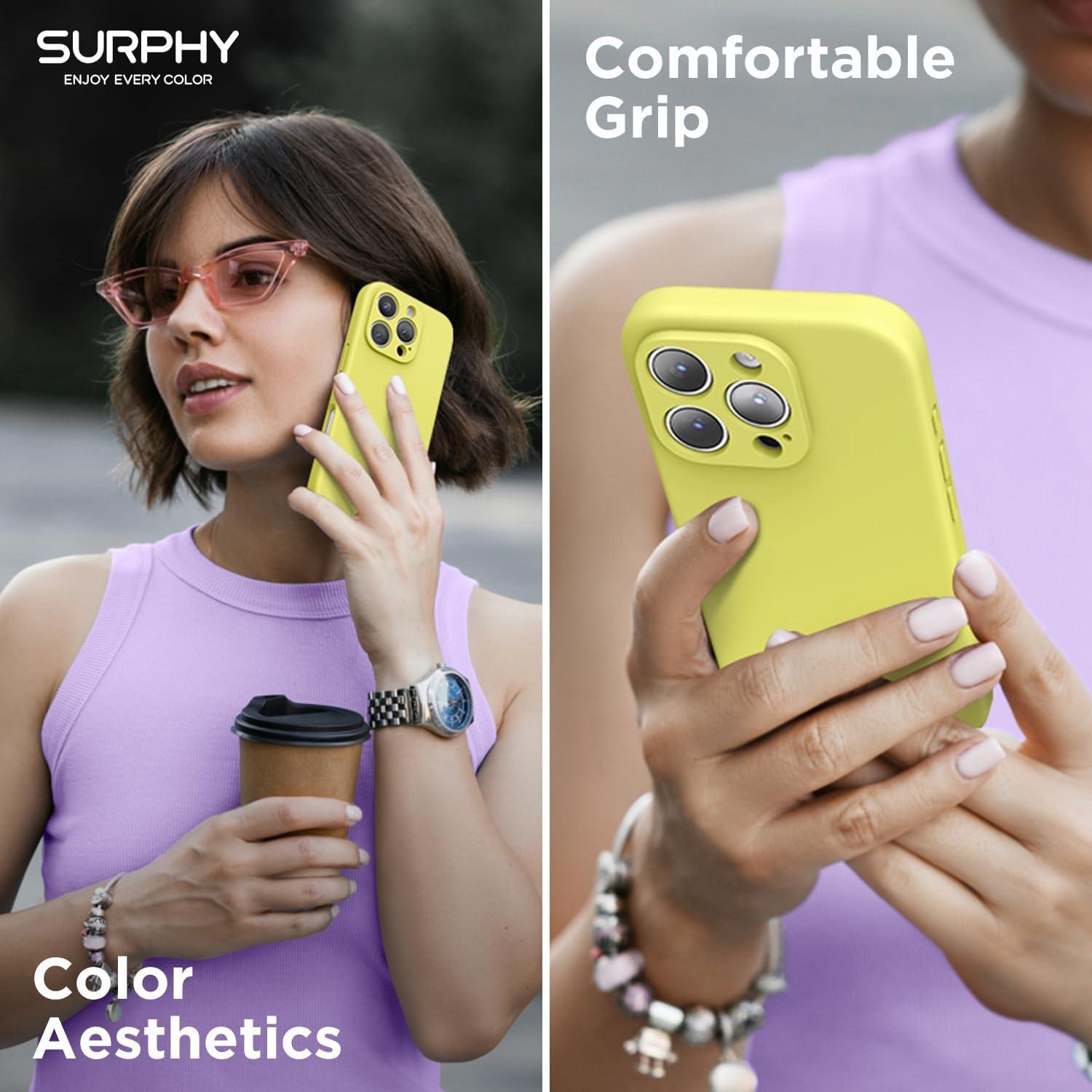 imageSURPHY Designed for iPhone 16 Pro Max Case Compatible with MagSafe 69 inch 2024 Liquid Silicone Phone Case Camera Protective Soft Microfiber Lining RedYellow