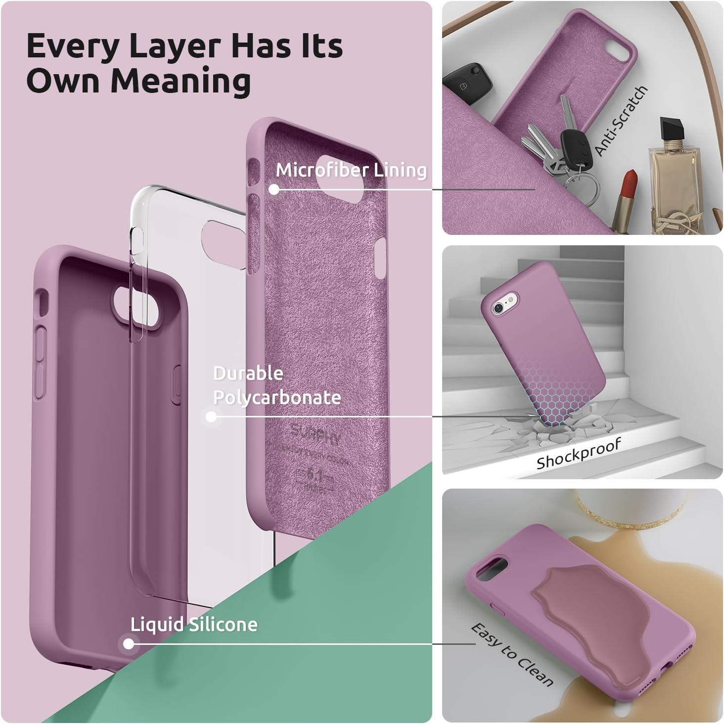 imageSURPHY Designed for iPhone SE Case iPhone 8 Case iPhone 7 Case Liquid Silicone Phone Case for iPhone se 3rd 2nd SE 2022 SE 2020 Blue HorizonLilac Purple