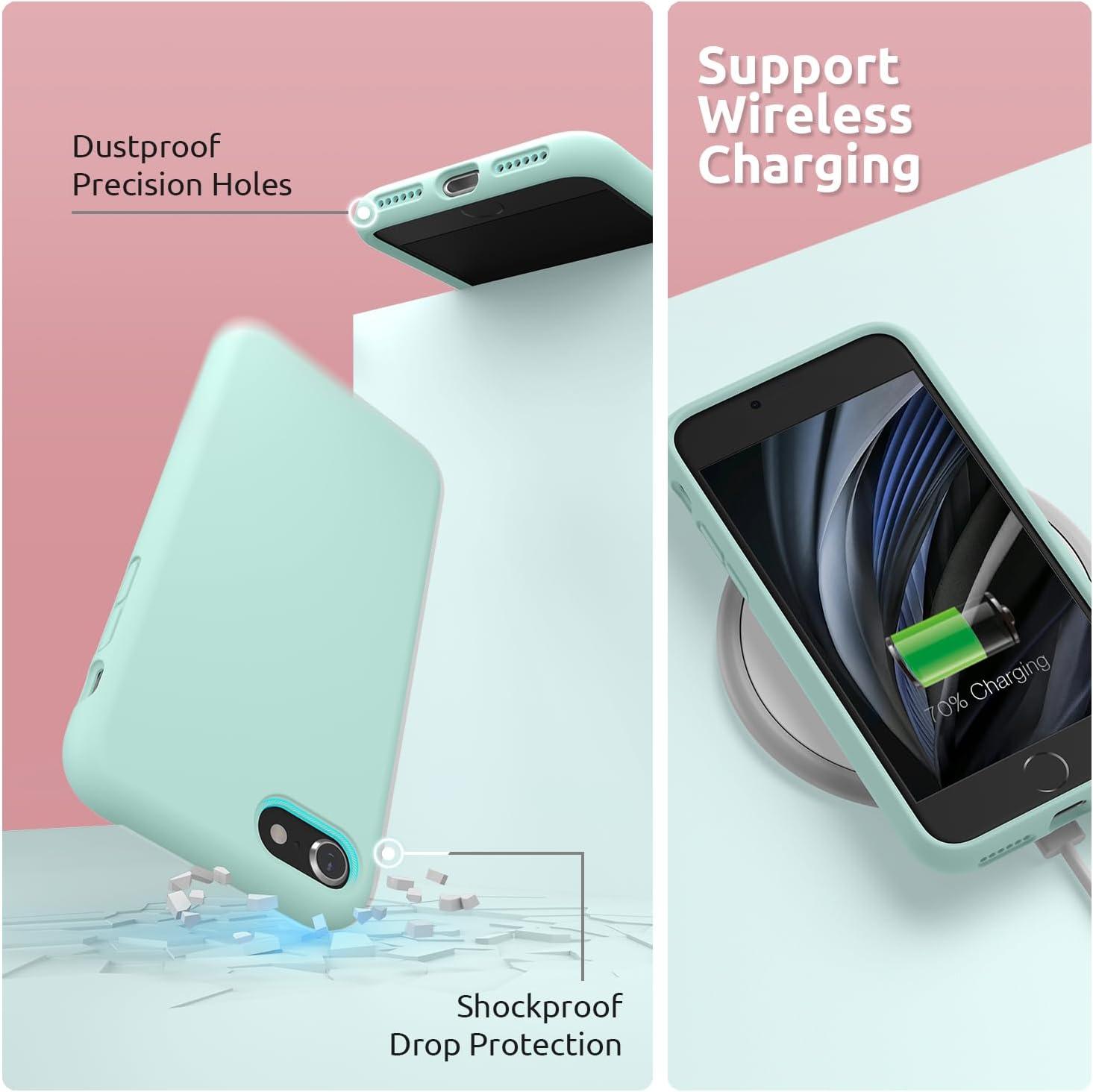 imageSURPHY Designed for iPhone SE Case iPhone 8 Case iPhone 7 Case Liquid Silicone Phone Case for iPhone se 3rd 2nd SE 2022 SE 2020 Blue HorizonMint Green