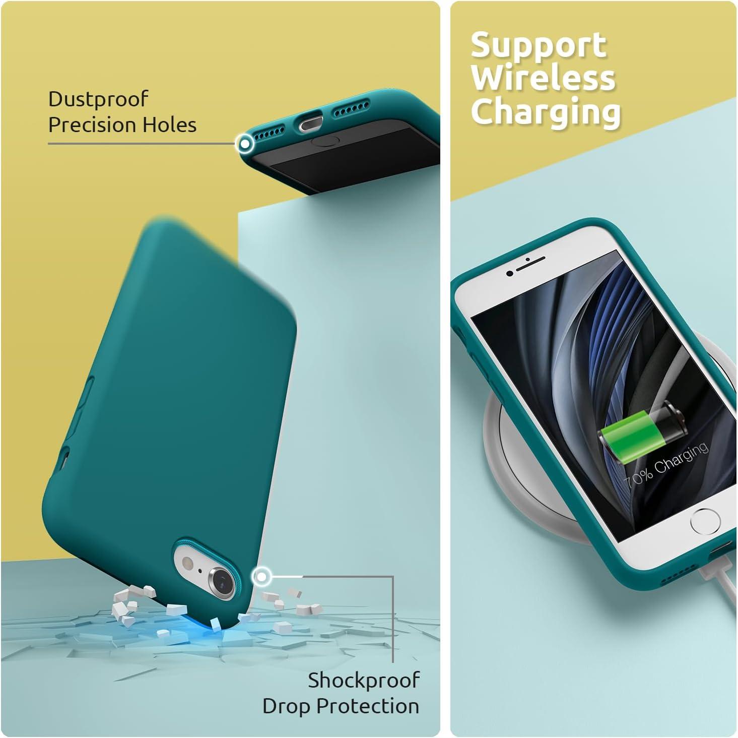 imageSURPHY Designed for iPhone SE Case iPhone 8 Case iPhone 7 Case Liquid Silicone Phone Case for iPhone se 3rd 2nd SE 2022 SE 2020 Blue HorizonTeal Blue