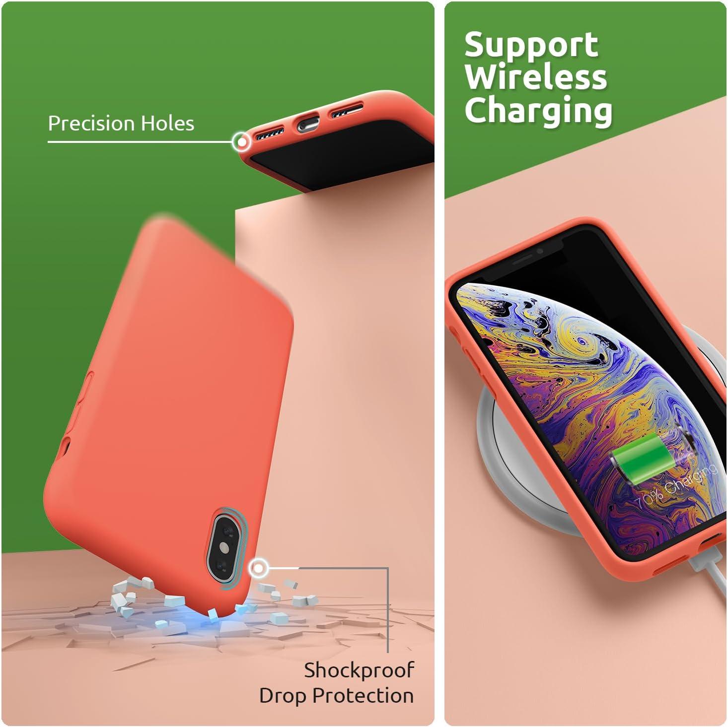 imageSURPHY Designed for iPhone Xs Case and for iPhone X Case with Microfiber Lining Thickened Liquid Silicone Phone Case for iPhone X XS 58 inches Baby PinkNectarine