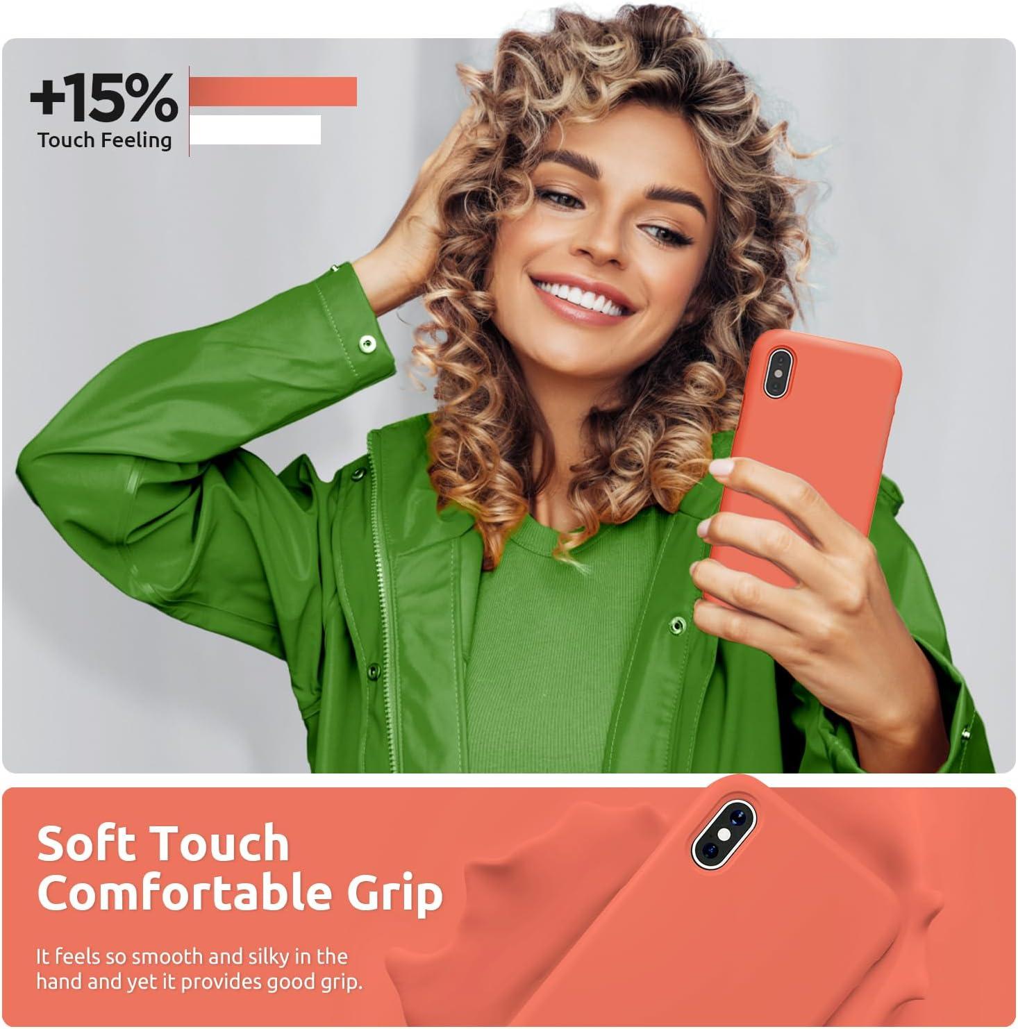 imageSURPHY Designed for iPhone Xs Case and for iPhone X Case with Microfiber Lining Thickened Liquid Silicone Phone Case for iPhone X XS 58 inches Baby PinkNectarine