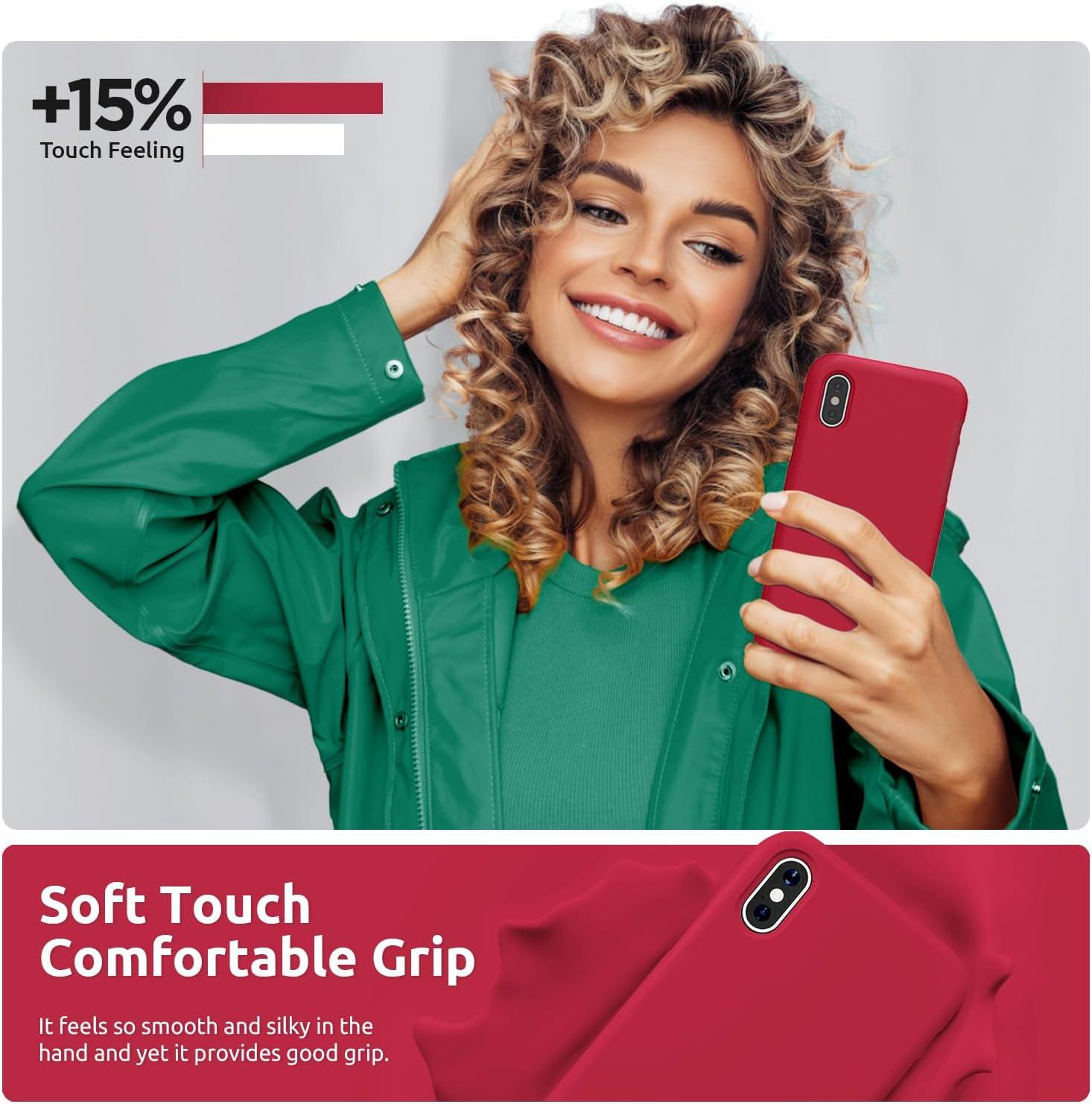 imageSURPHY Designed for iPhone Xs Case and for iPhone X Case with Microfiber Lining Thickened Liquid Silicone Phone Case for iPhone X XS 58 inches Baby PinkRed