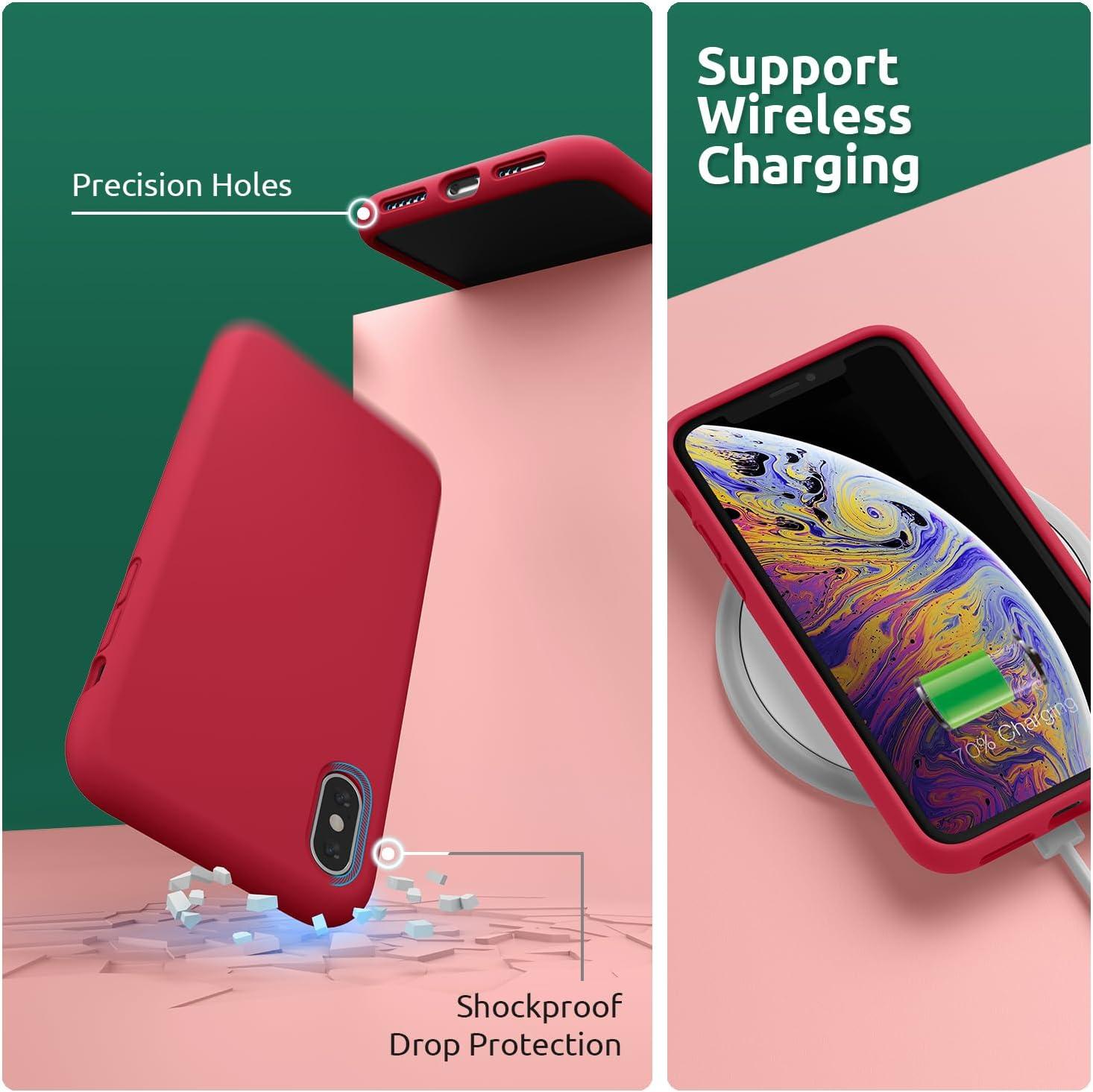 imageSURPHY Designed for iPhone Xs Case and for iPhone X Case with Microfiber Lining Thickened Liquid Silicone Phone Case for iPhone X XS 58 inches Baby PinkRed