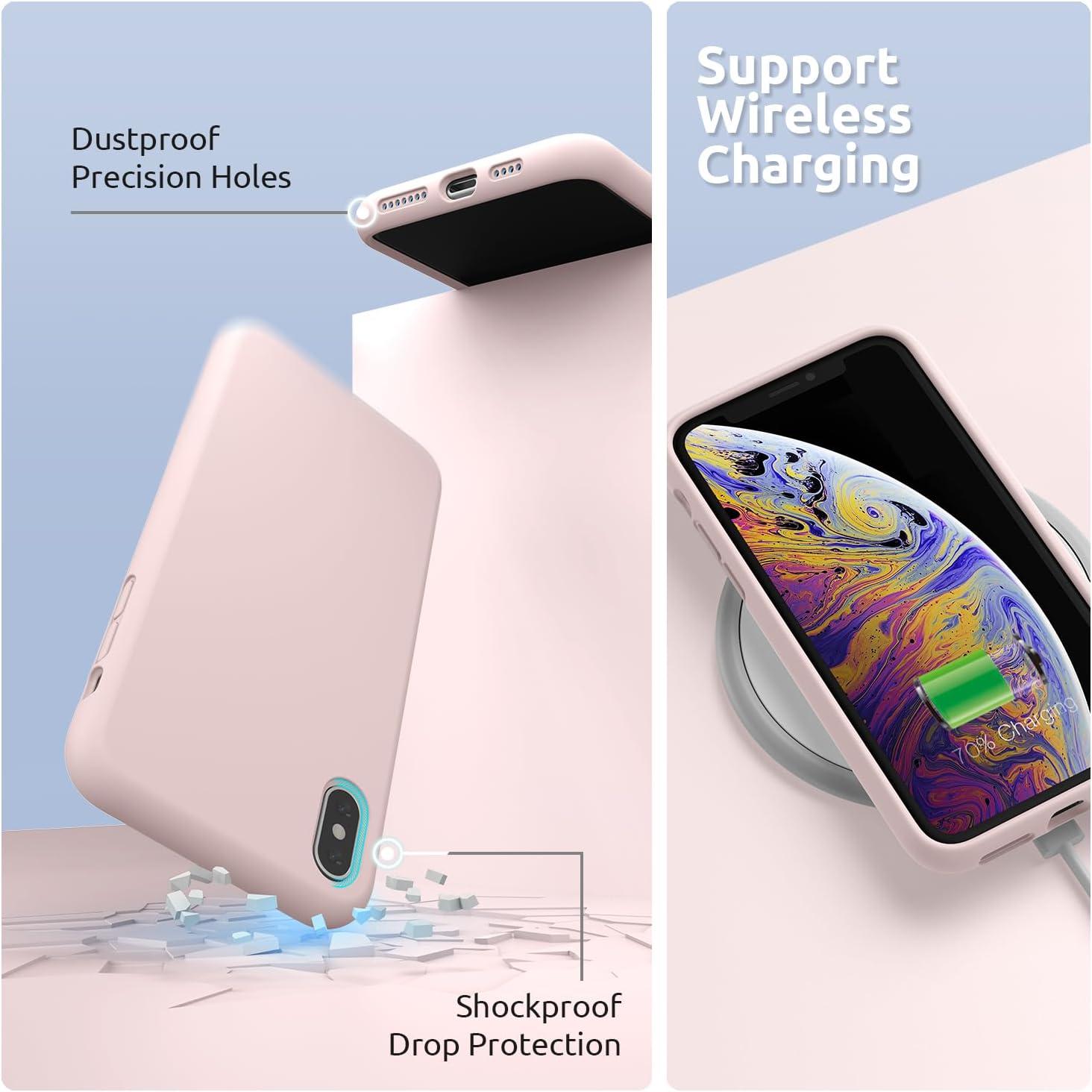 imageSURPHY Designed for iPhone Xs Max Case Thickened Liquid Silicone Phone Case for iPhone Xs Max 65 inches BeigePink Sand Full Body