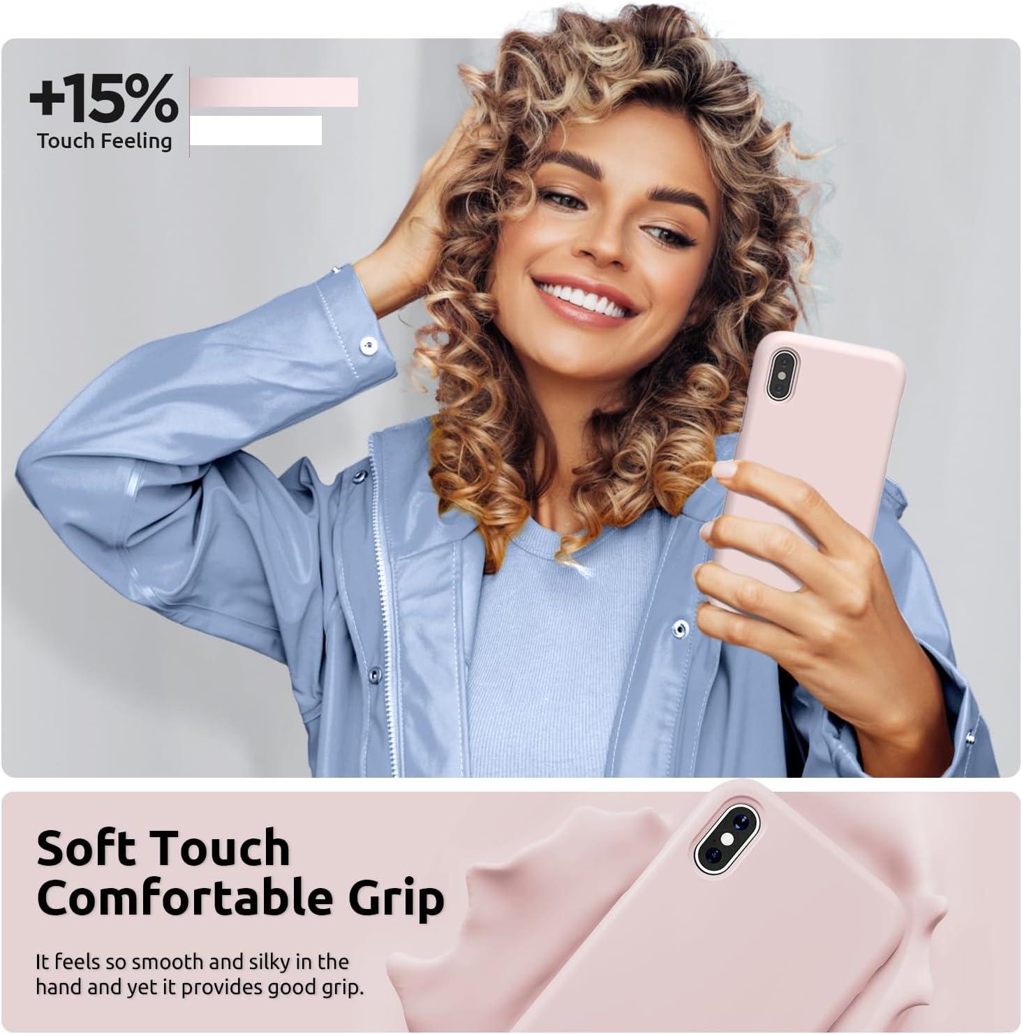imageSURPHY Designed for iPhone Xs Max Case Thickened Liquid Silicone Phone Case for iPhone Xs Max 65 inches BeigePink Sand Full Body