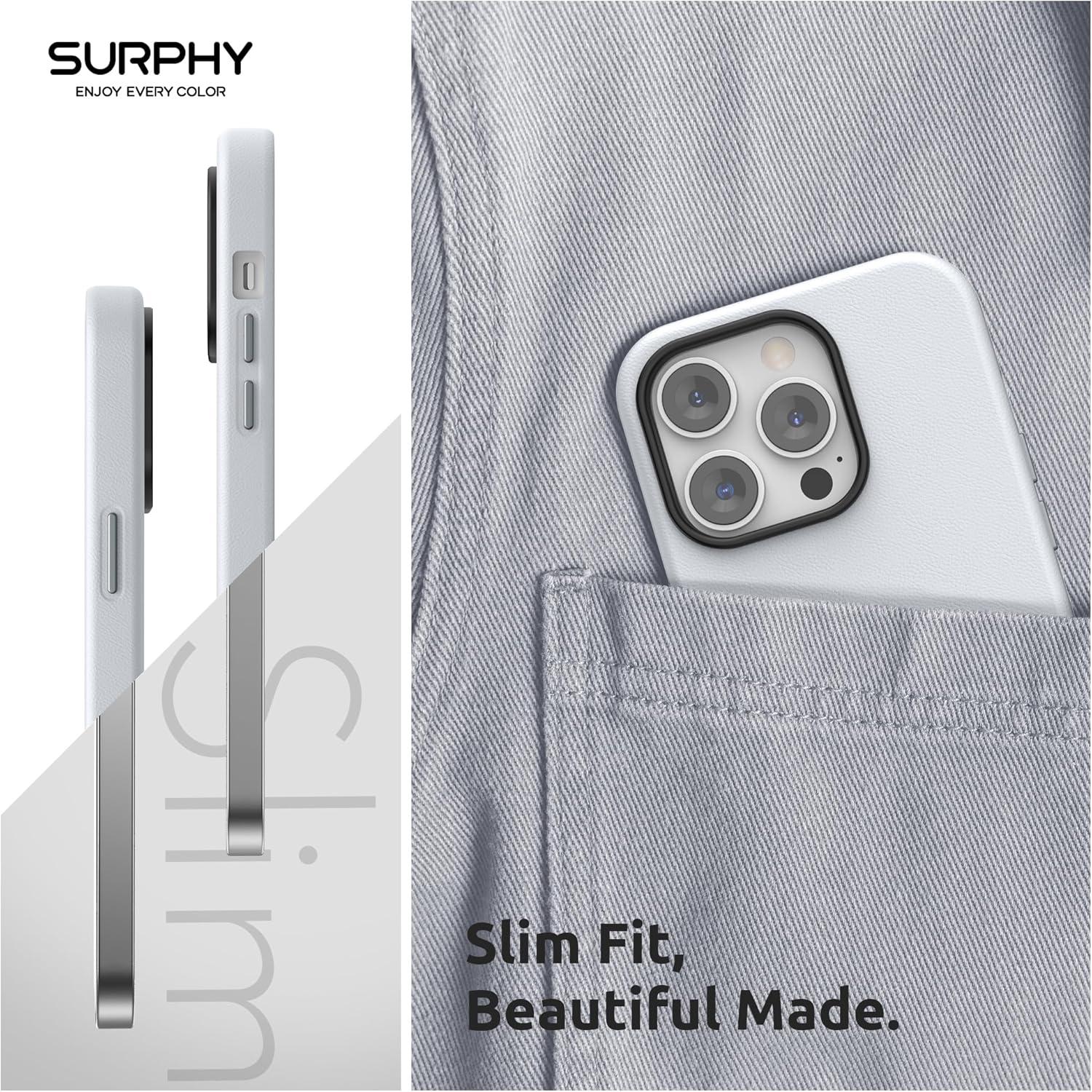 imageSURPHY Faux Leather Case Compatible with iPhone 14 Pro Max Case 67 inch 2022 PU Leather Phone Case with Metallic Buttons ampamp Microfiber Lining BrownCool White