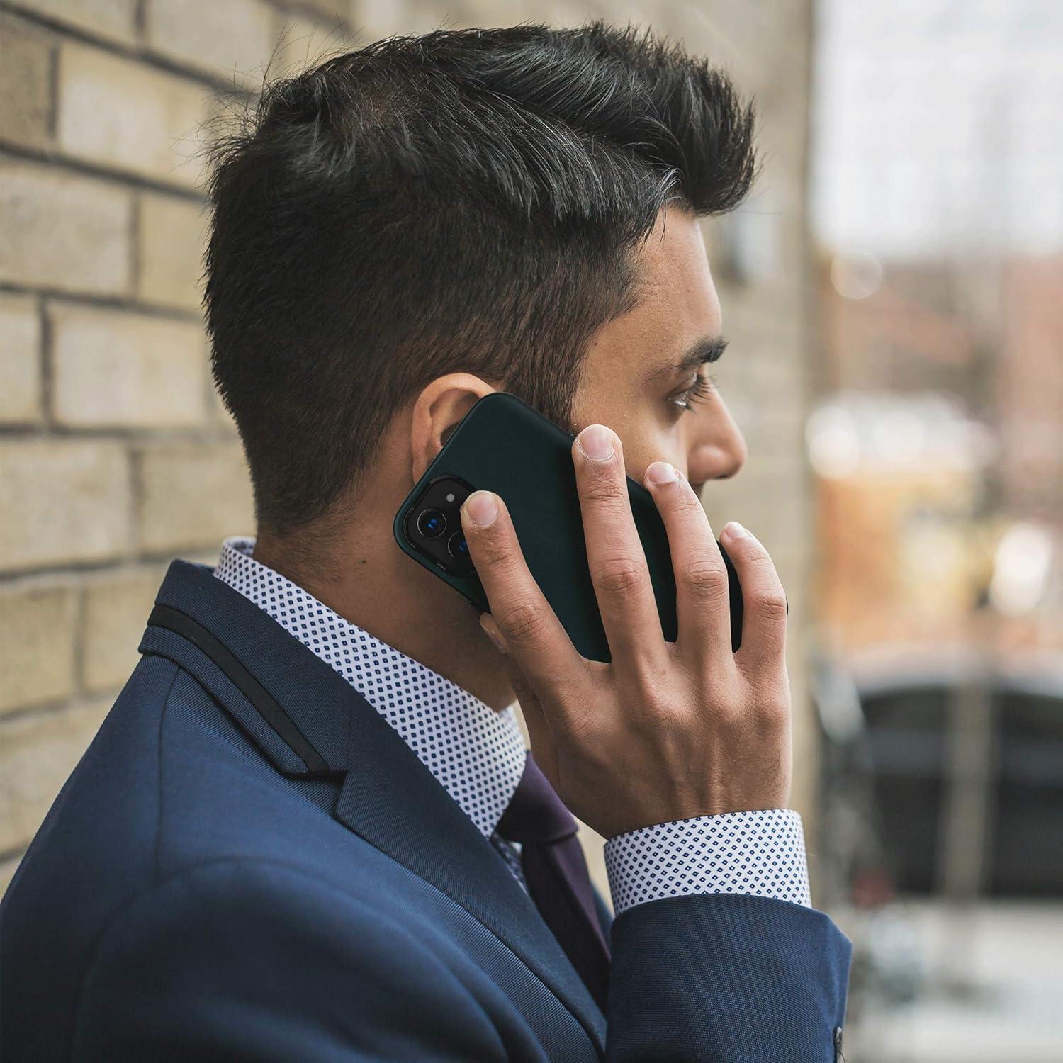 imageSURPHY Faux Leather Case for iPhone 12 Mini Case 54 inches Premium Faux Leather Case Cover with Metallic Buttons ampamp Microfiber Lining Compatible with iPhone 12 Mini Forest Green