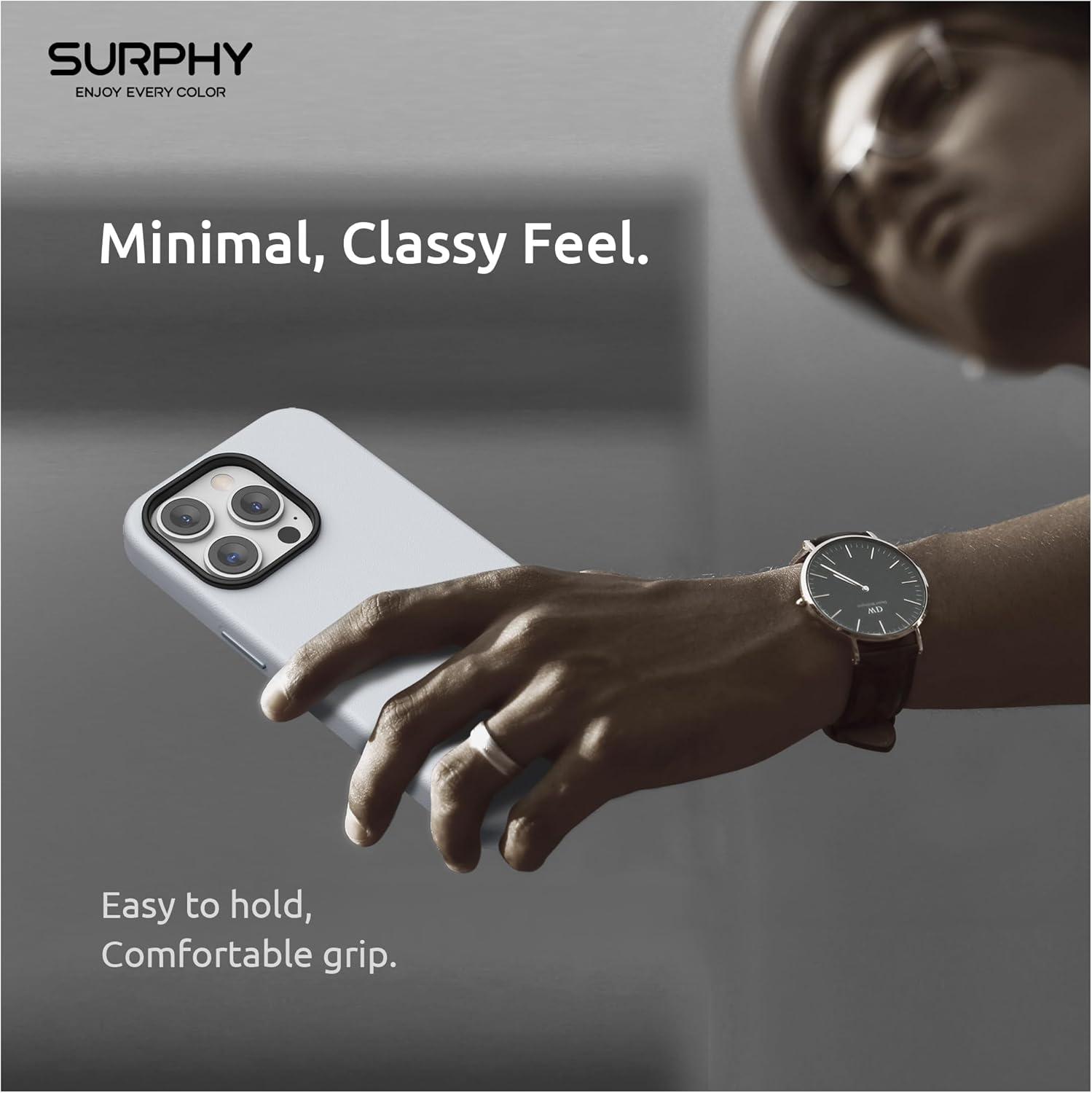 imageSURPHY Faux Leather Designed for iPhone 14 Pro Case with Screen Protector 61 inch Metallic Buttons ampamp Microfiber Lining Leather Phone Case for 14 Pro BrownCool White