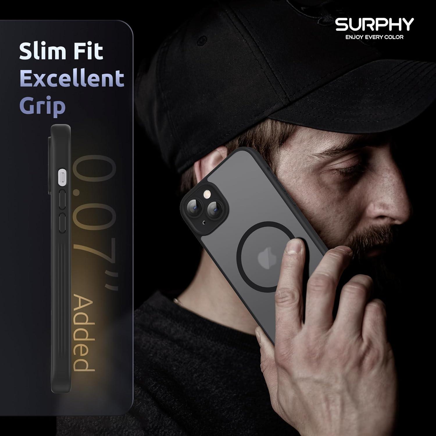 imageSURPHY Made for iPhone 15 Case Compatible with MagSafe and Screen Protector 2 Pack Translucent Matte Phone Case with Camera Protective 61 inch 2023 BlackBlack