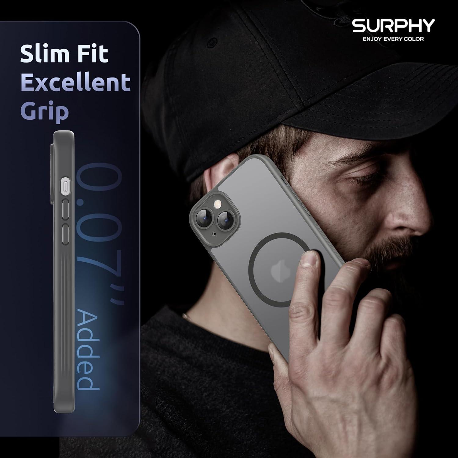 imageSURPHY Made for iPhone 15 Case Compatible with MagSafe and Screen Protector 2 Pack Translucent Matte Phone Case with Camera Protective 61 inch 2023 BlackGray