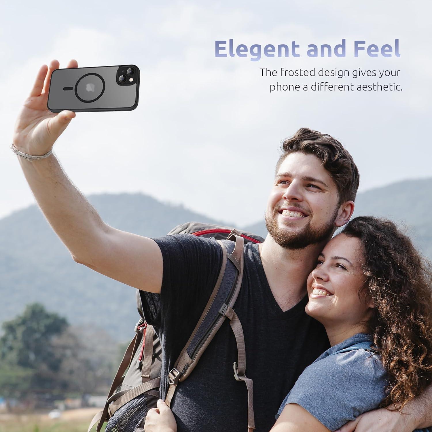 imageSURPHY Made for iPhone 15 Case Compatible with MagSafe and Screen Protector 2 Pack Translucent Matte Phone Case with Camera Protective 61 inch 2023 BlackBlack