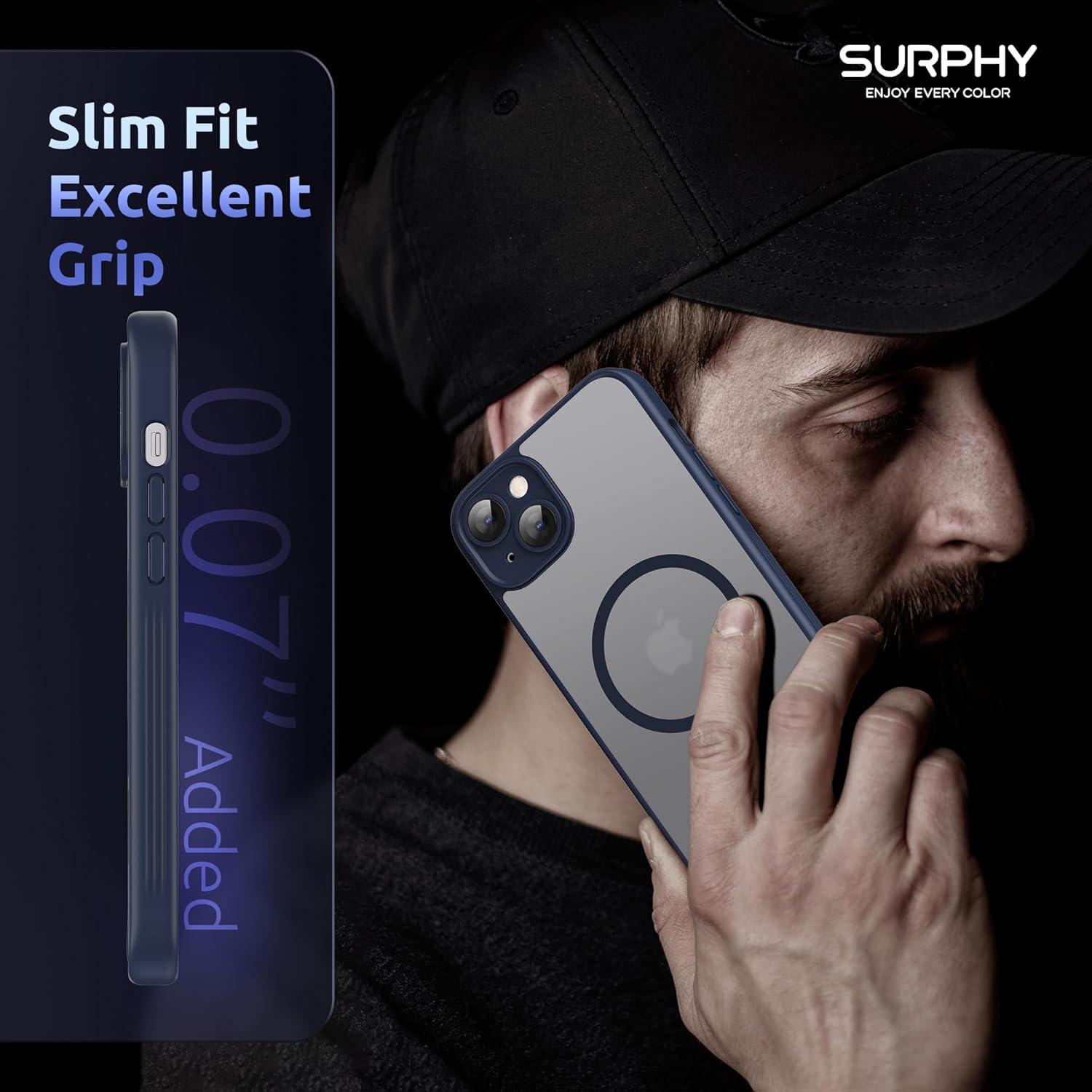 imageSURPHY Made for iPhone 15 Case Compatible with MagSafe and Screen Protector 2 Pack Translucent Matte Phone Case with Camera Protective 61 inch 2023 BlackBlue